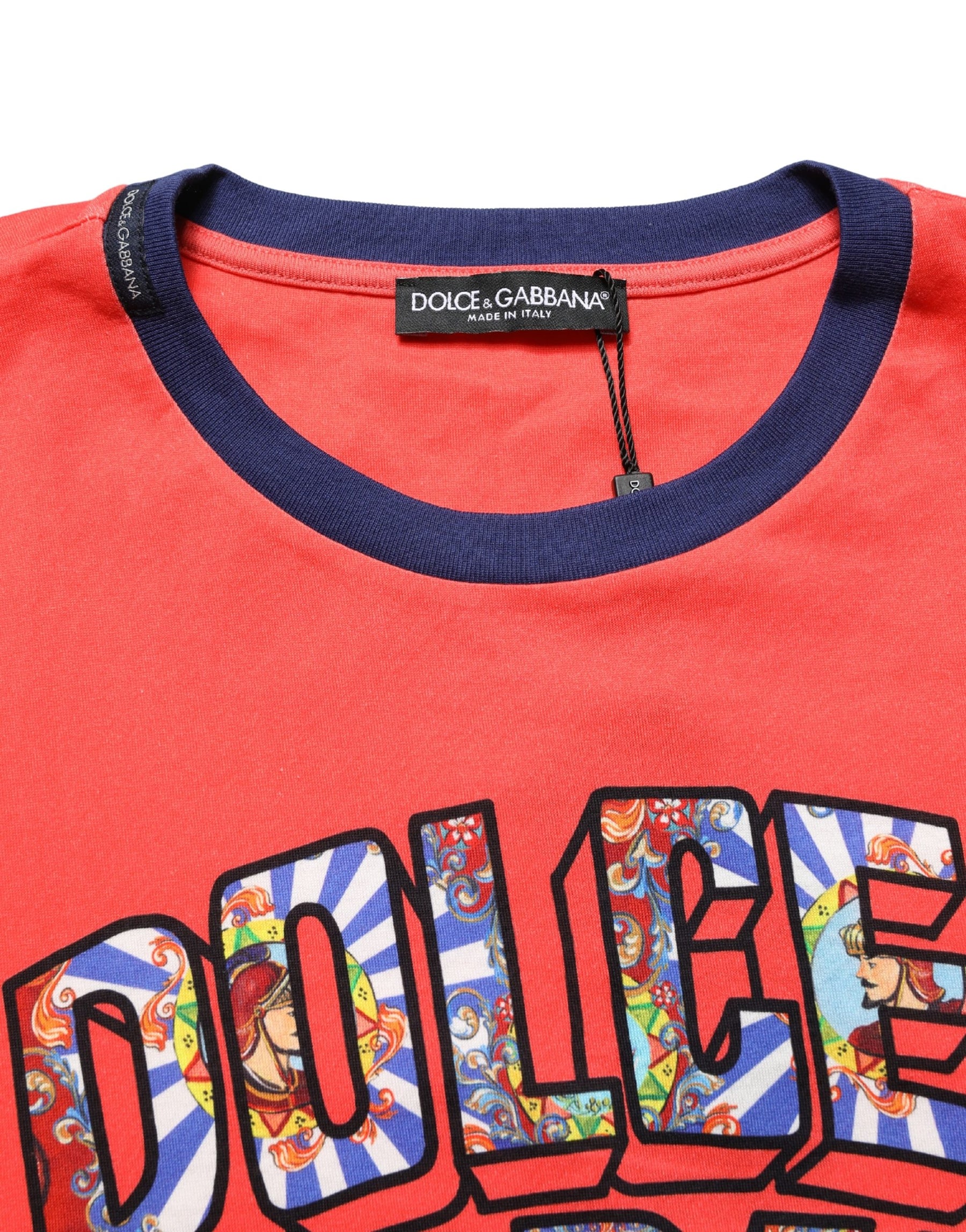 Dolce & Gabbana Orange Logo Print Cotton Crew Neck T-shirt | Regal Royce