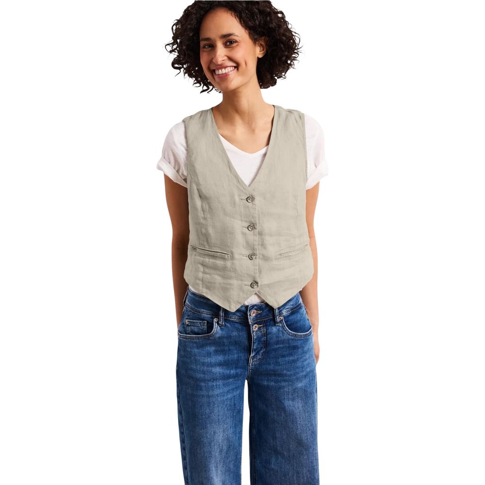 Street One Beige Linen Waistcoat | Regal Royce