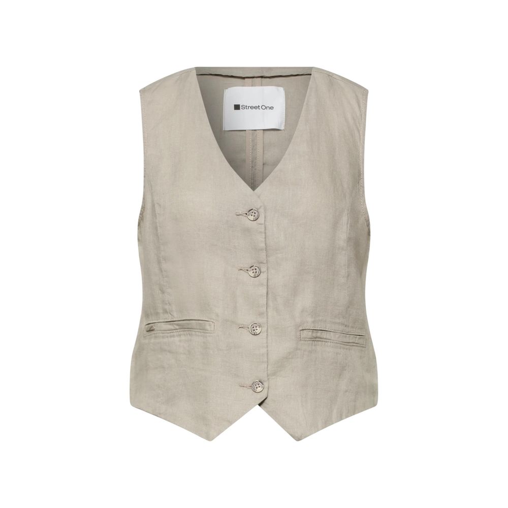 Street One Beige Linen Waistcoat | Regal Royce