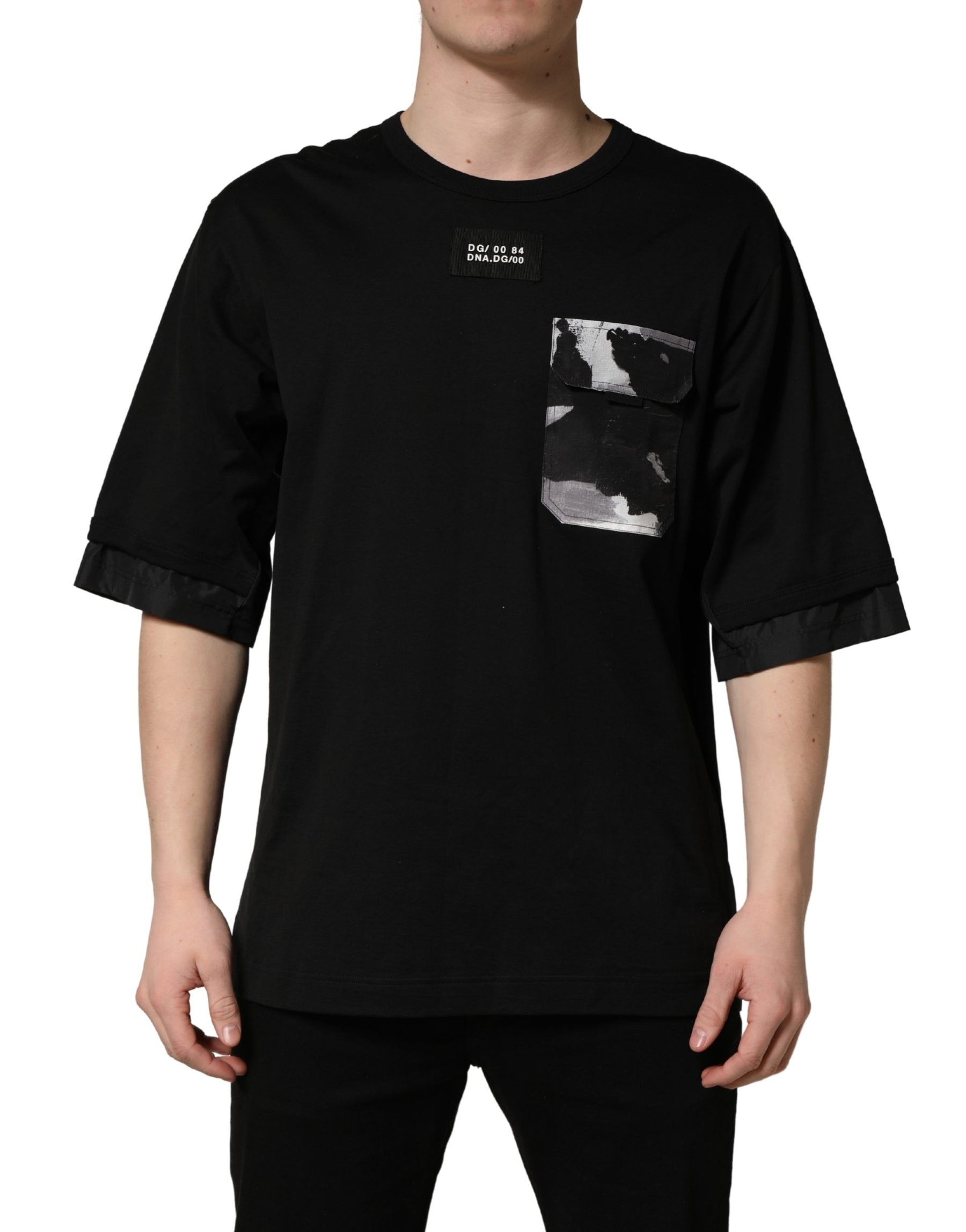 Dolce & Gabbana Black Camouflage Pocket Oversized T-shirt | Regal Royce
