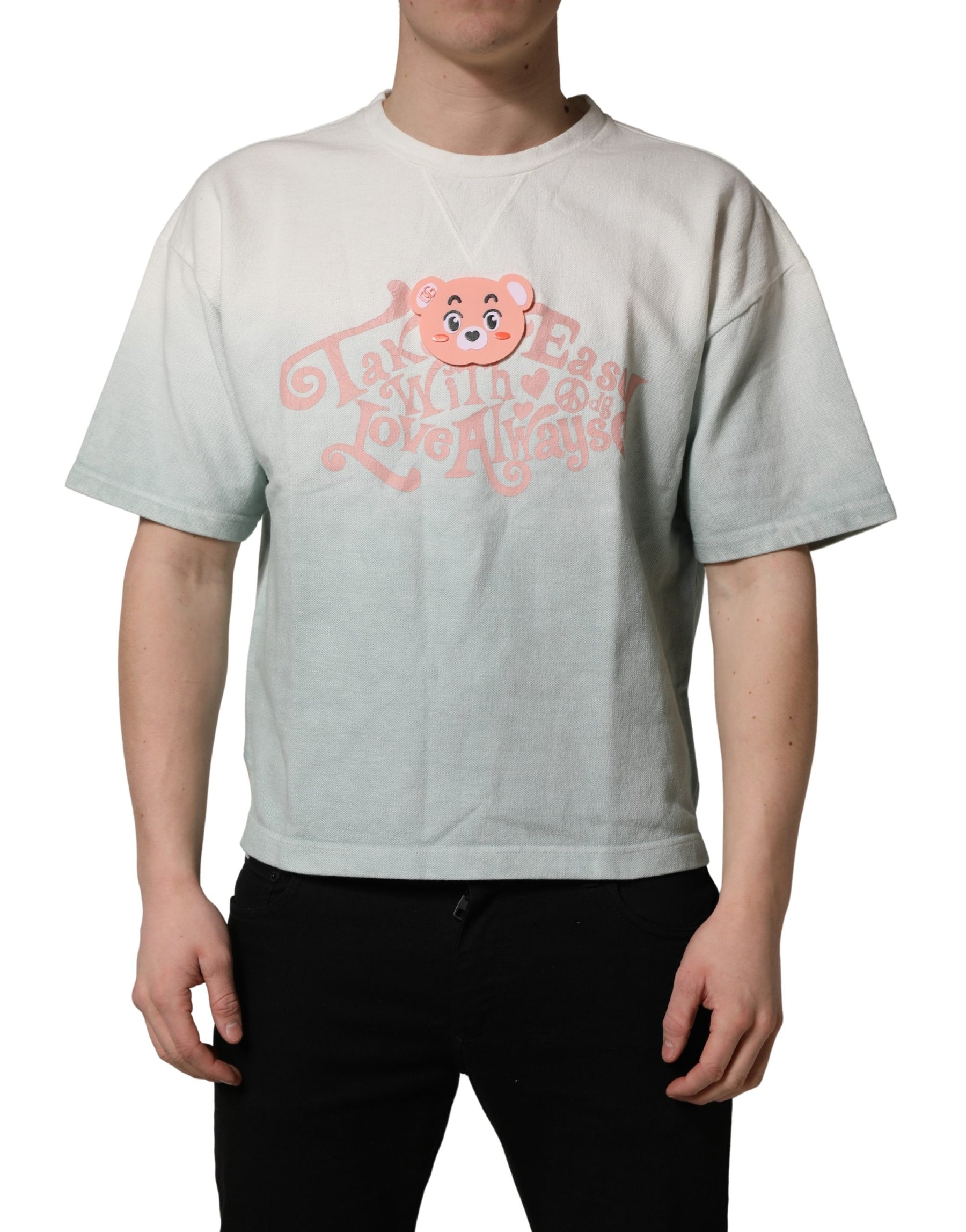 Dolce & Gabbana Green Tie-Dye Graphic Print Cotton Crewneck  T-shirt | Regal Royce