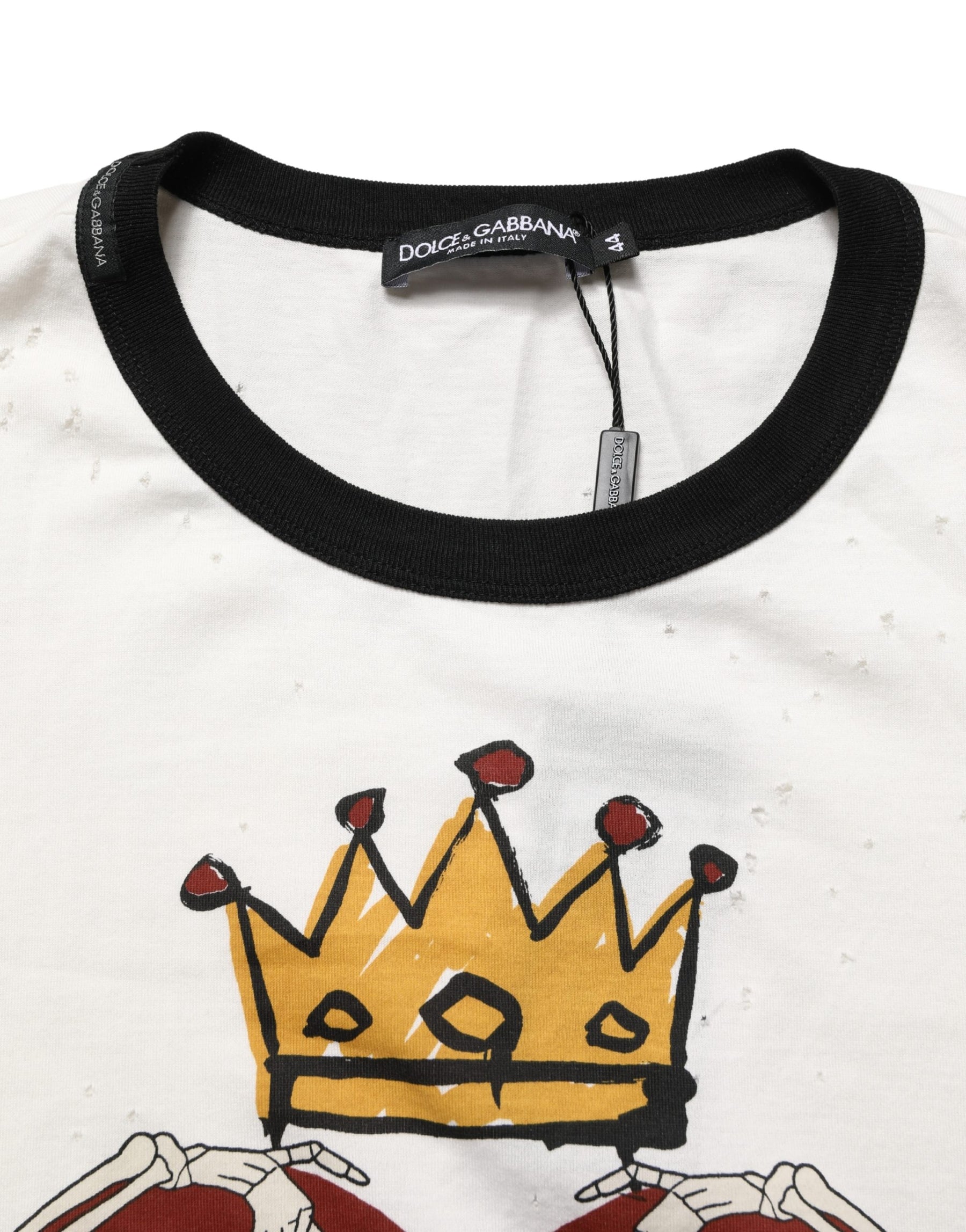 Dolce & Gabbana White King Of Love Print Cotton Men Jersey T-shirt | Regal Royce
