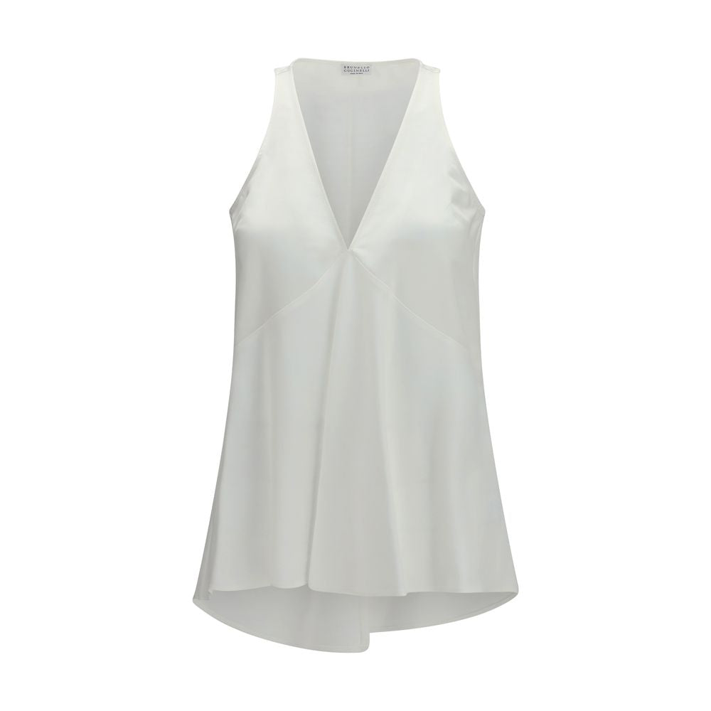 Brunello Cucinelli White Cotton Blouse | Regal Royce