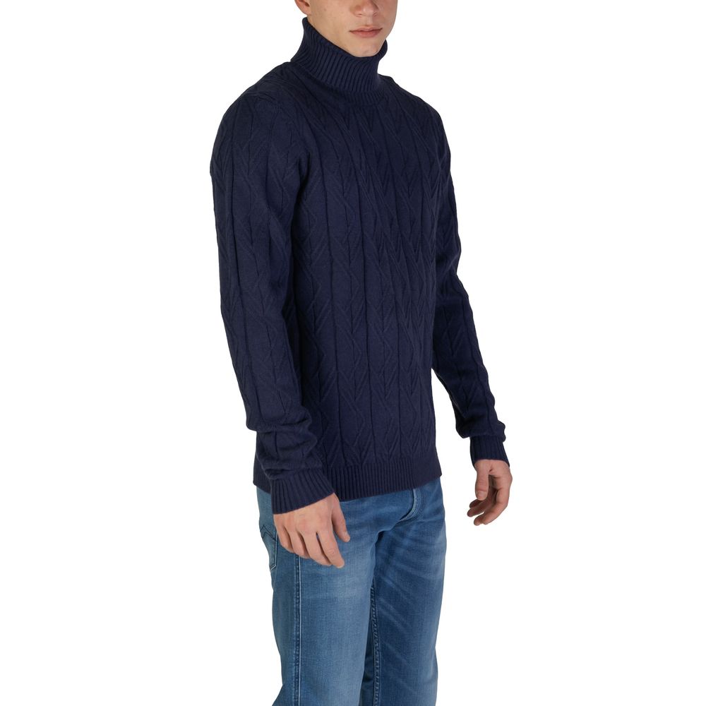 In My Hood Blue Polyester Turtleneck | Regal Royce