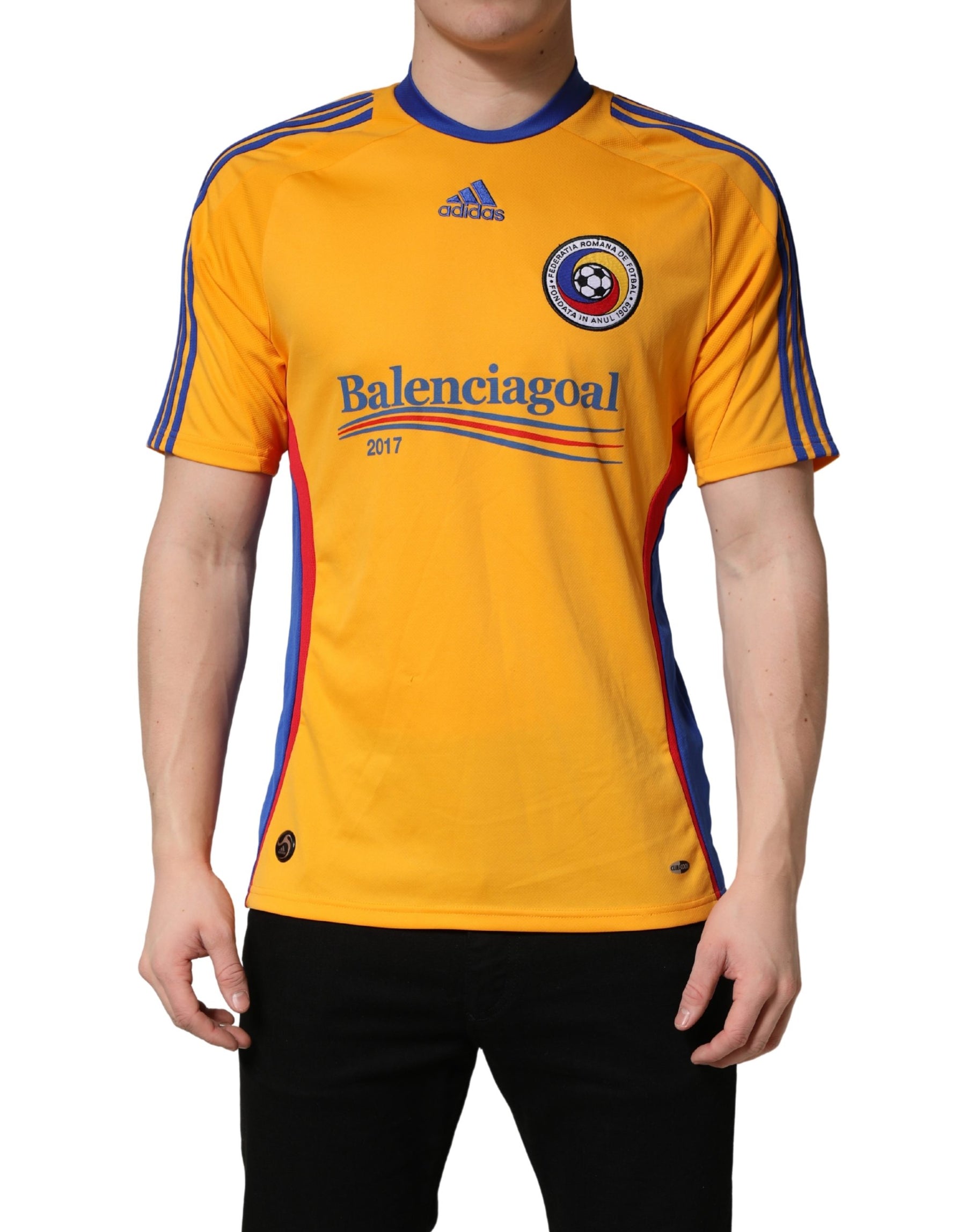 Adidas Yellow Polyester Balenciagoal CrewNeck Jersey T-shirt | Regal Royce