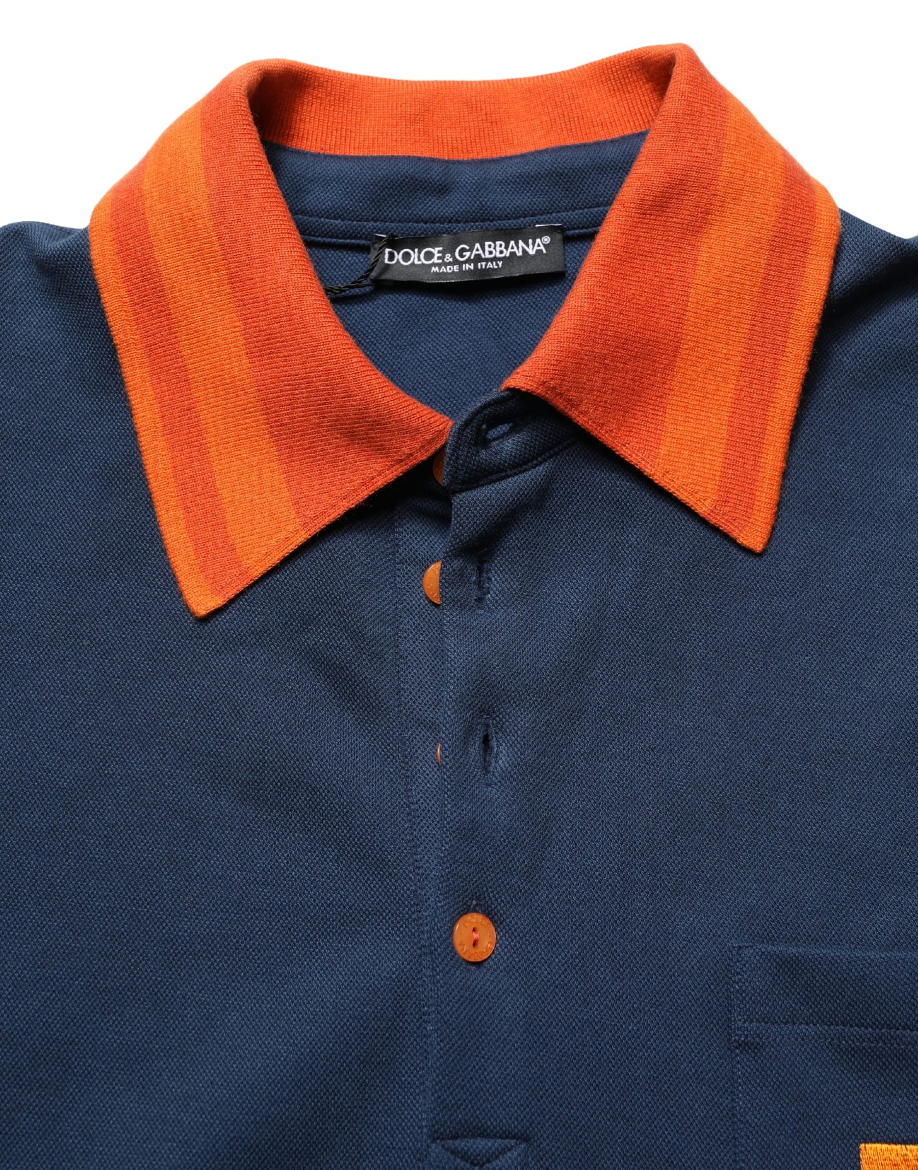 Dolce & Gabbana Navy Blue Cotton Logo Short Sleeves Men Polo T-shirt | Regal Royce