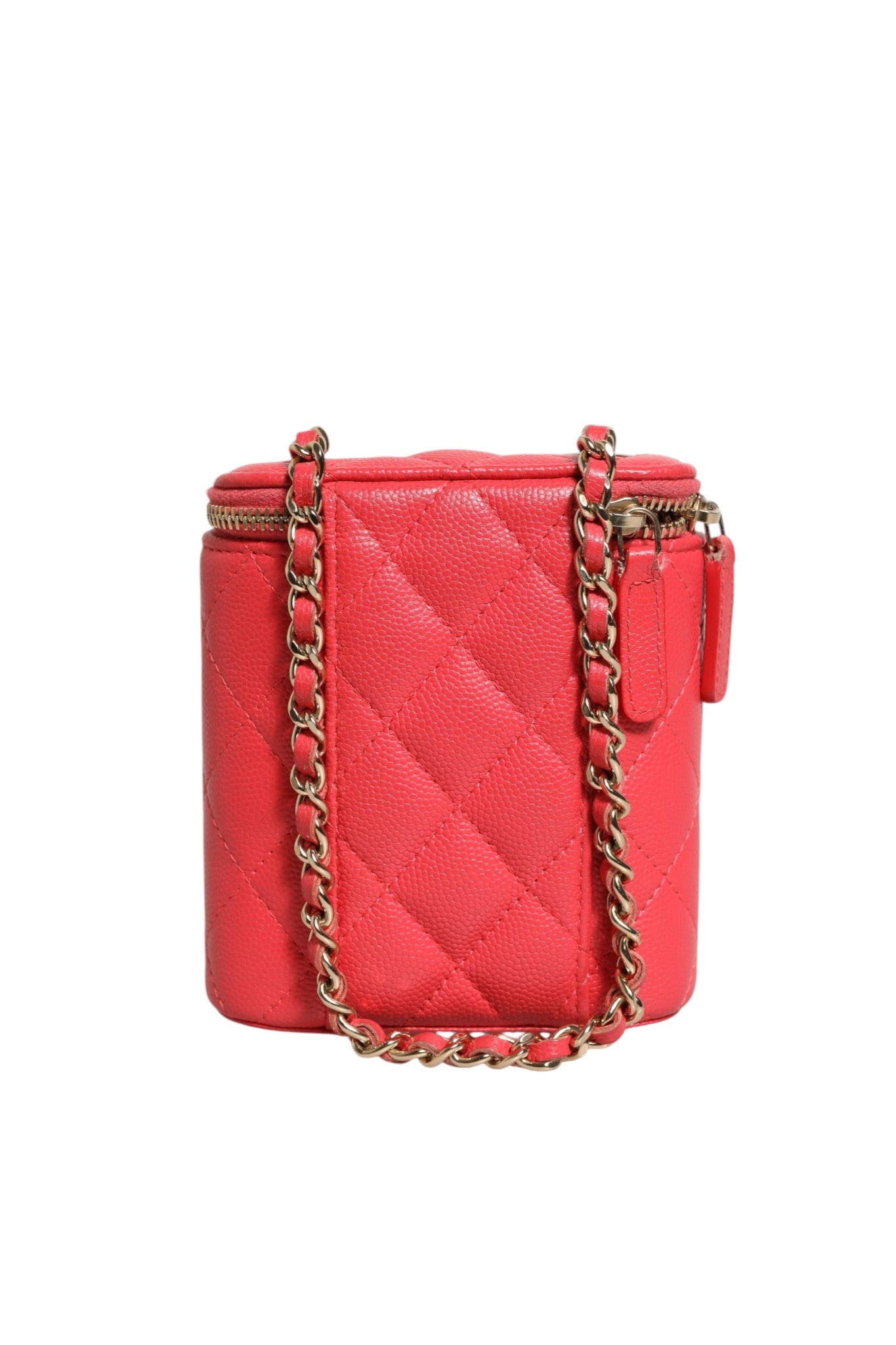Chanel Red Caviar Quilted Small Vertical Coco Beauty Vanity Case with Chain | Regal Royce