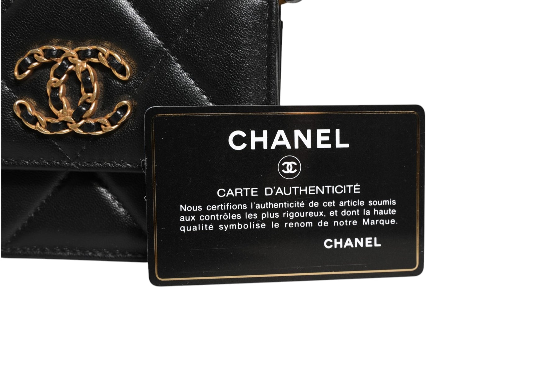 Chanel 19 Flap Coin Purse Quilted Leather Black Crossbody | Regal Royce