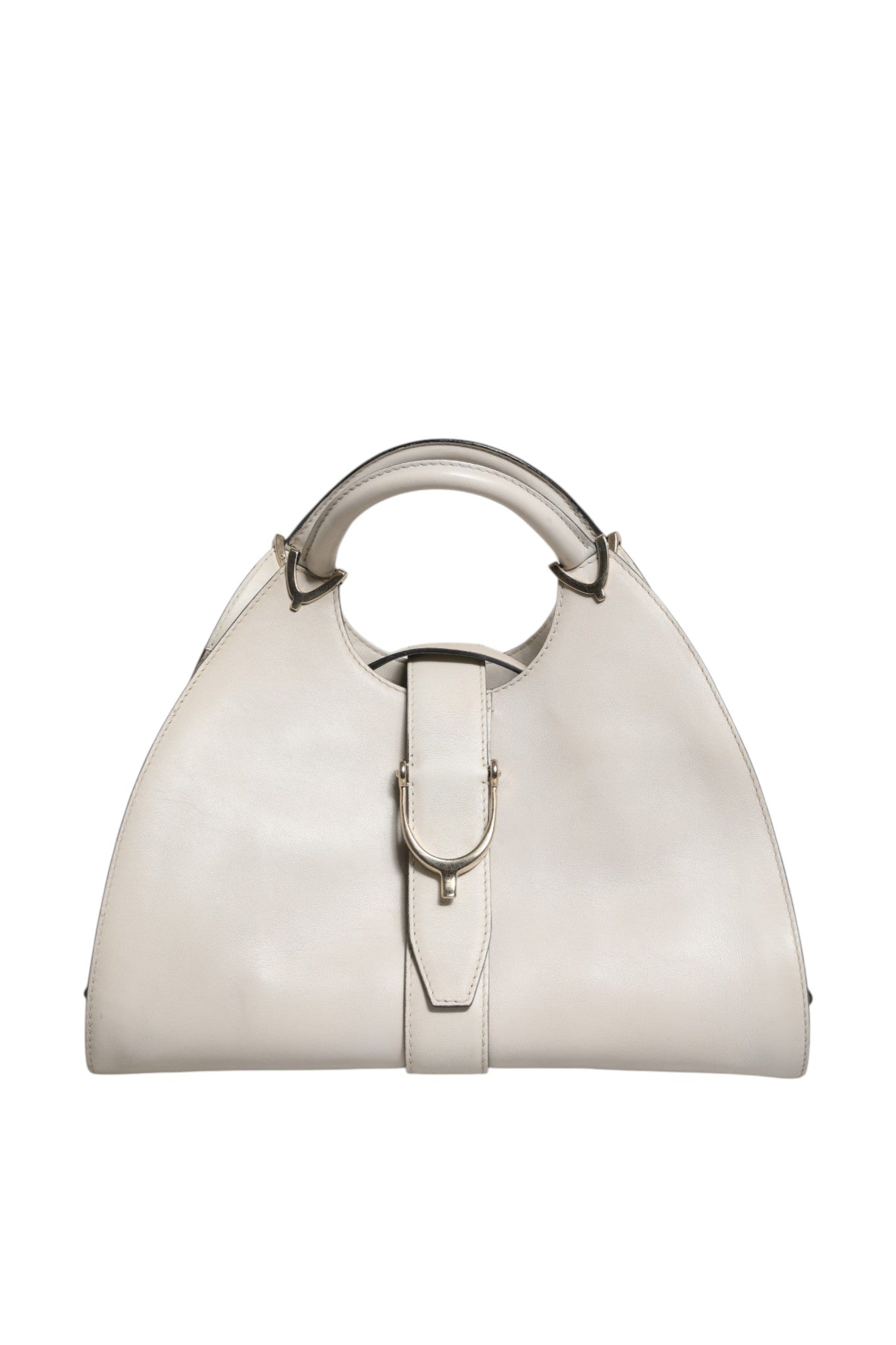 Gucci White Leather Stirrup Top Handle Bag | Regal Royce