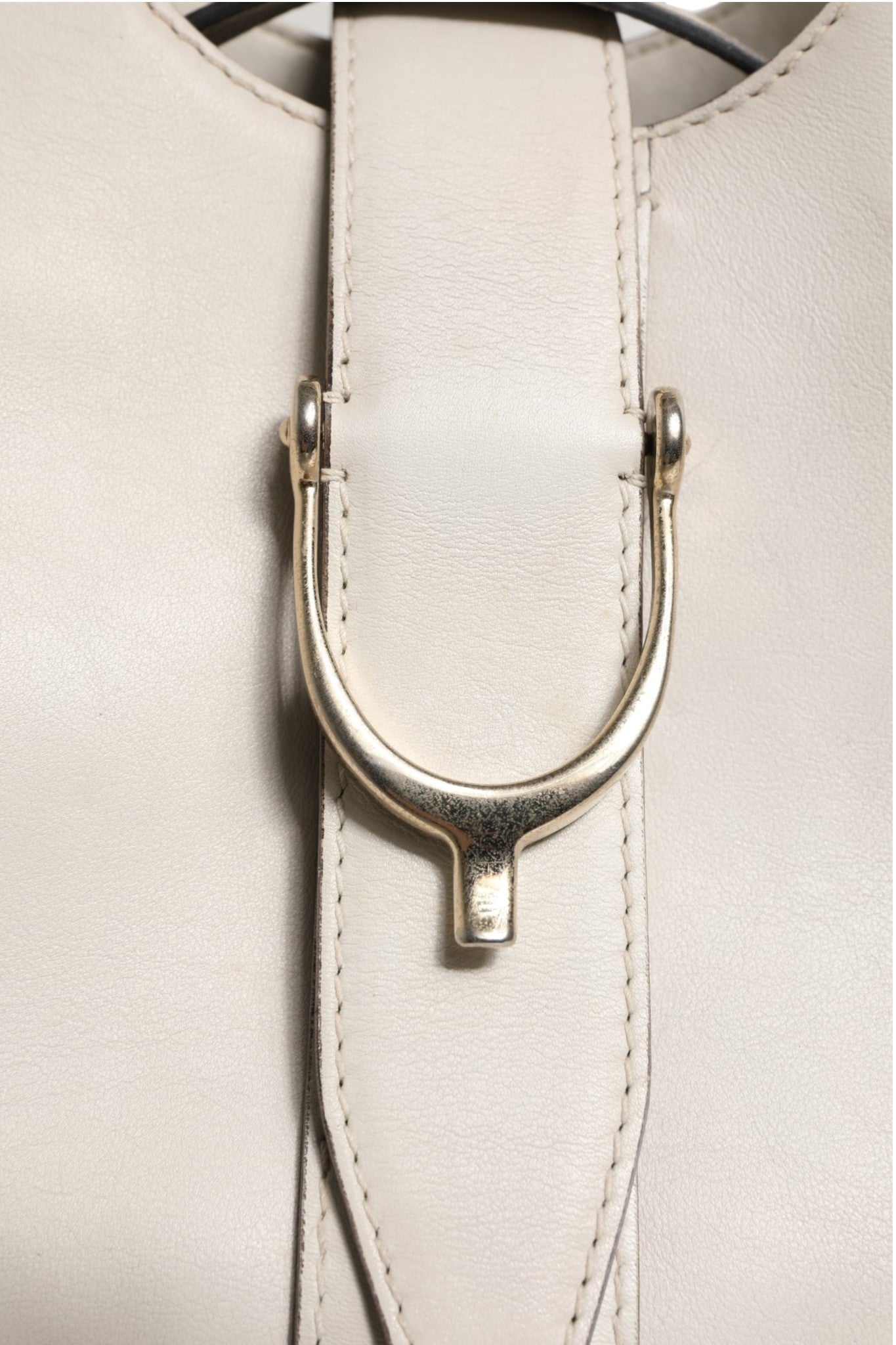 Gucci White Leather Stirrup Top Handle Bag | Regal Royce