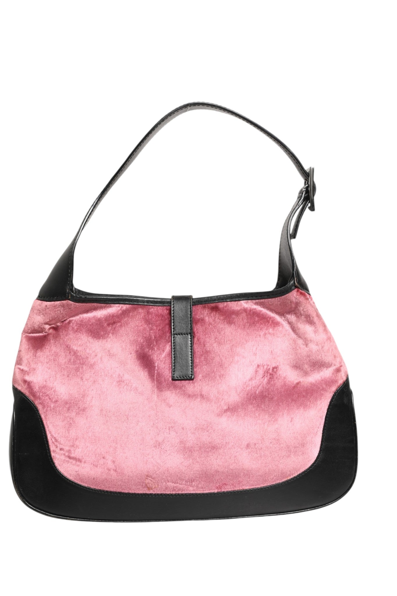 Gucci Jackie Pink Velvet And Black Leather Shoulder Bag | Regal Royce