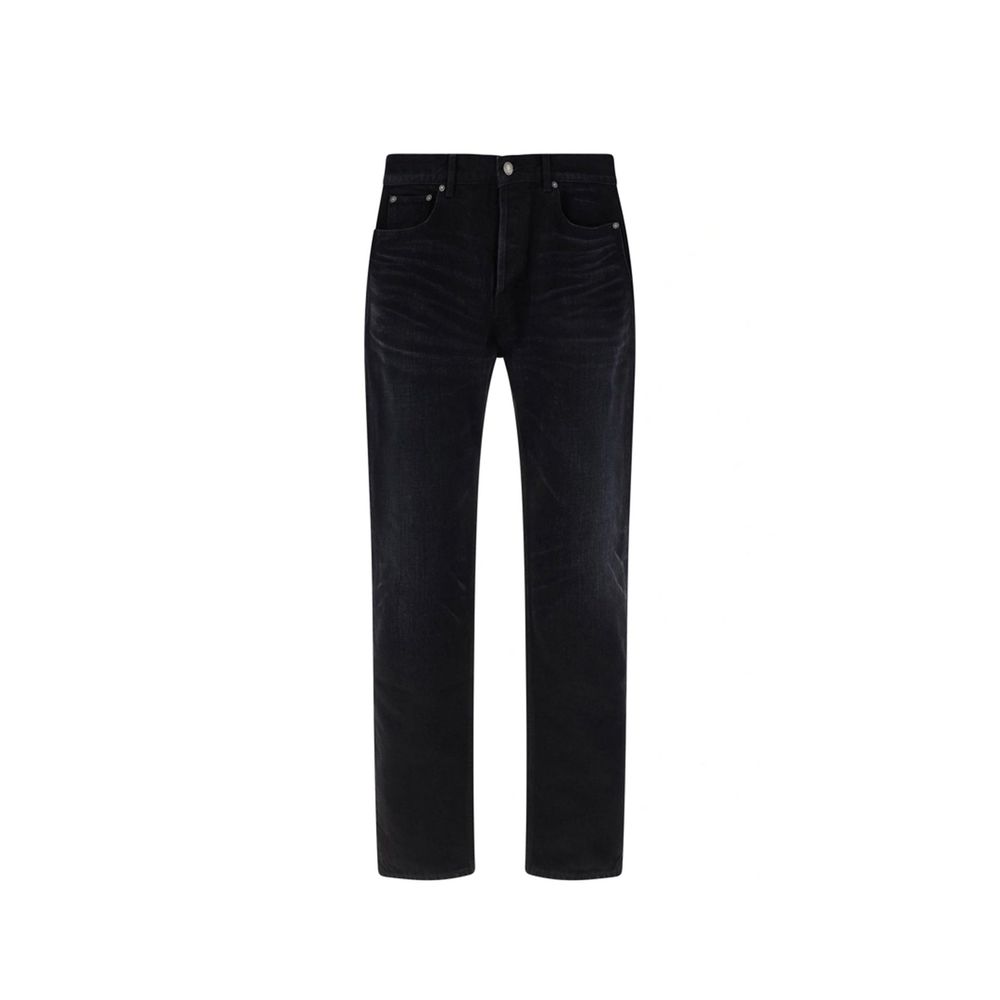Saint Laurent Black Cotton Straight-Leg Jeans | Regal Royce