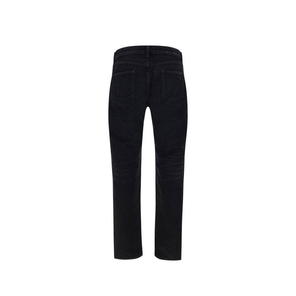 Saint Laurent Black Cotton Straight-Leg Jeans | Regal Royce