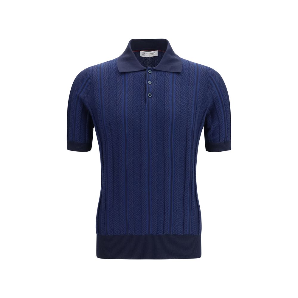 Brunello Cucinelli Blue Cotton Polo Shirt | Regal Royce
