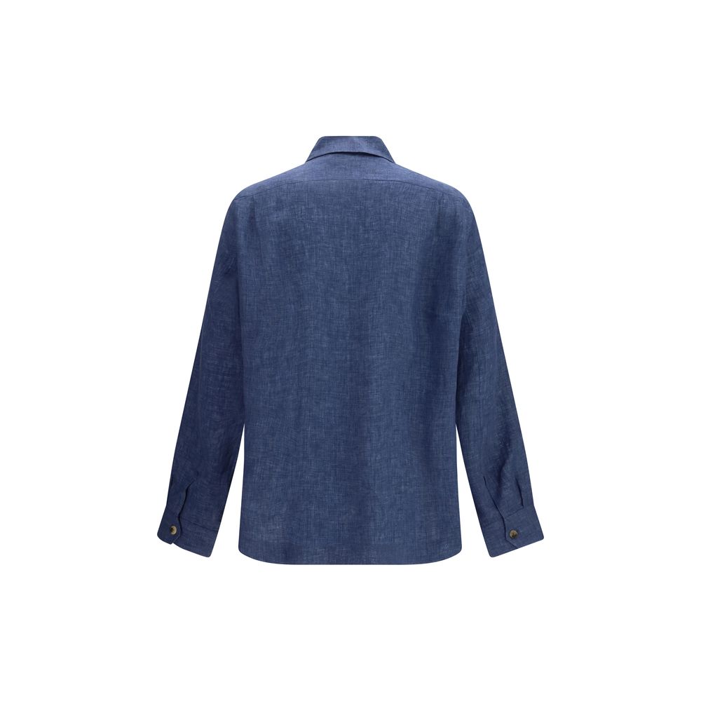 Brunello Cucinelli Blue Linen Blouse | Regal Royce