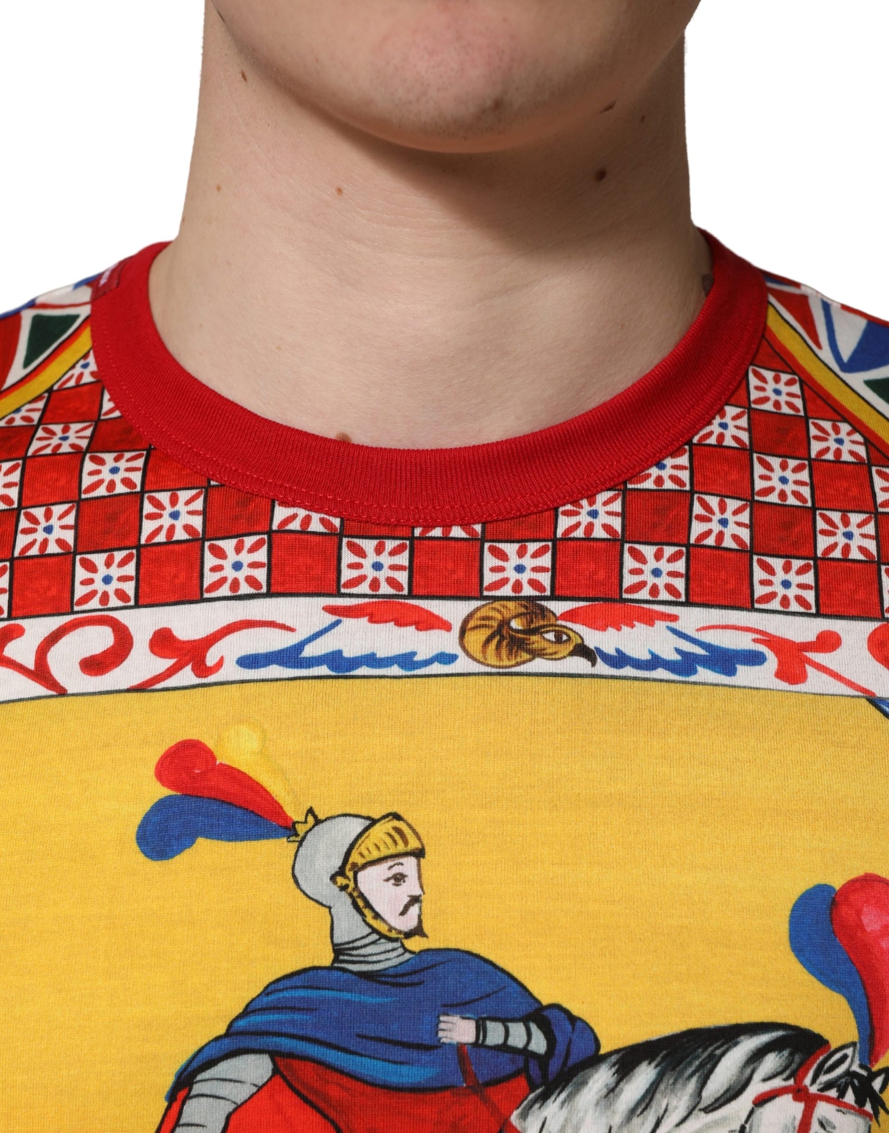 Dolce & Gabbana Multicolor Carretto Print Crew Neck T-shirt | Regal Royce