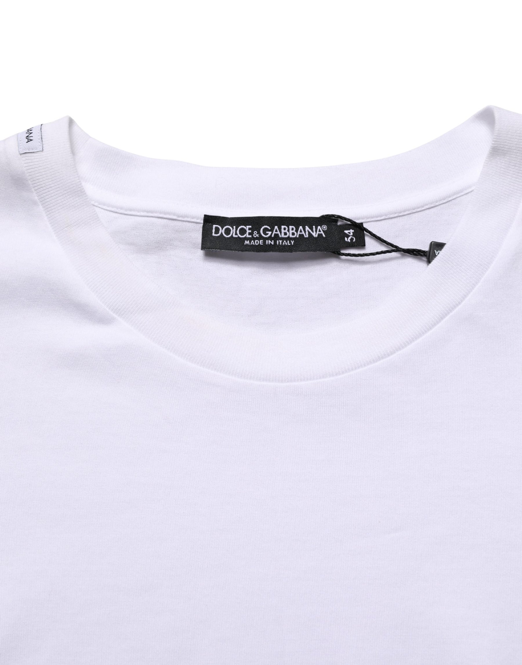 Dolce & Gabbana White Oversized Cotton Men Crew Neck T-shirt | Regal Royce
