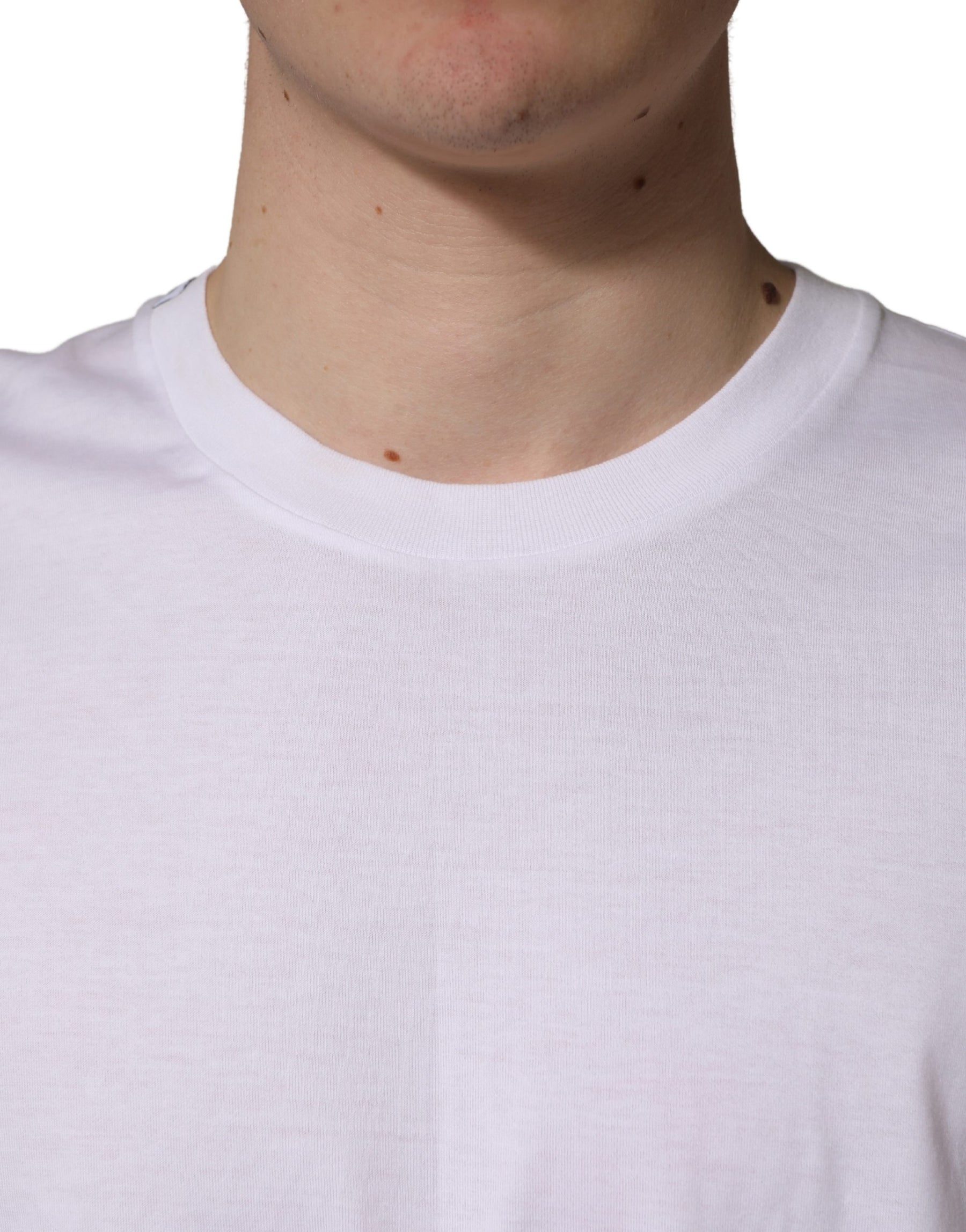 Dolce & Gabbana White Oversized Cotton Men Crew Neck T-shirt | Regal Royce