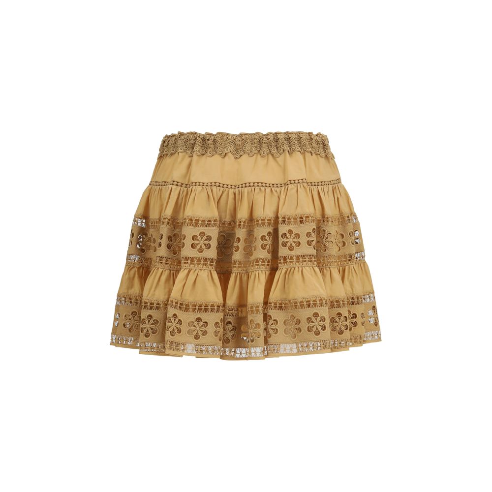 Charo Ruiz Brown Cotton Mini Skirt | Regal Royce