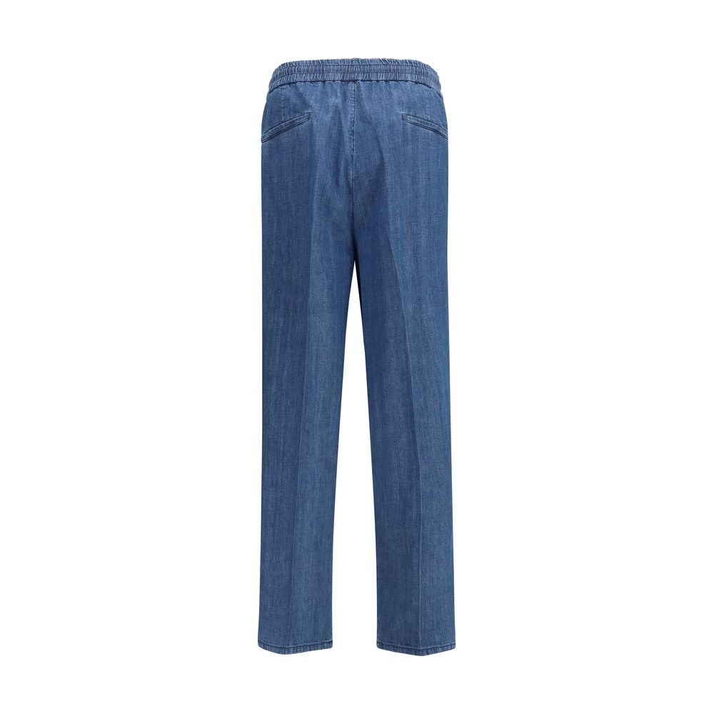 Brunello Cucinelli Blue Cotton Casual Pants | Regal Royce