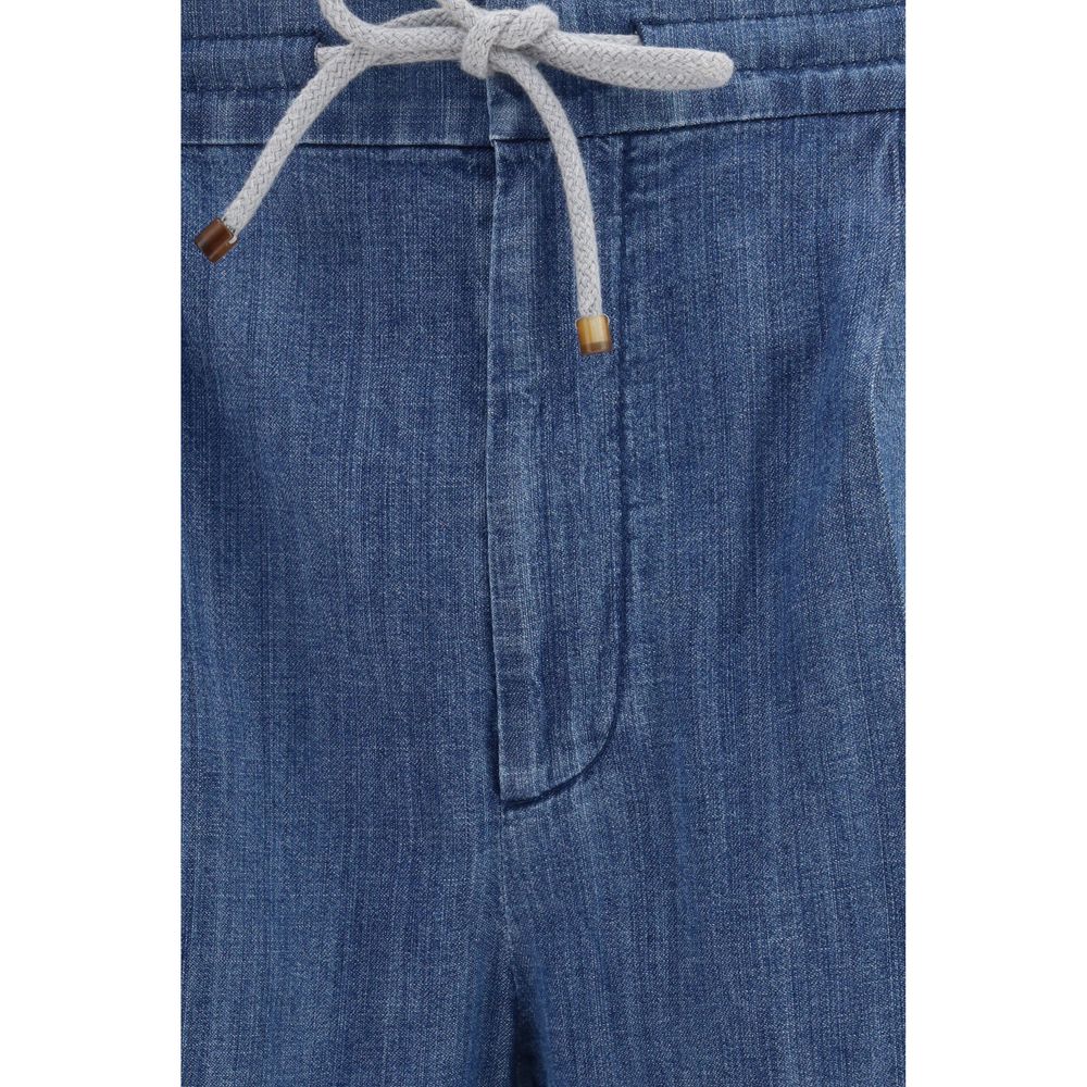 Brunello Cucinelli Blue Cotton Casual Pants | Regal Royce
