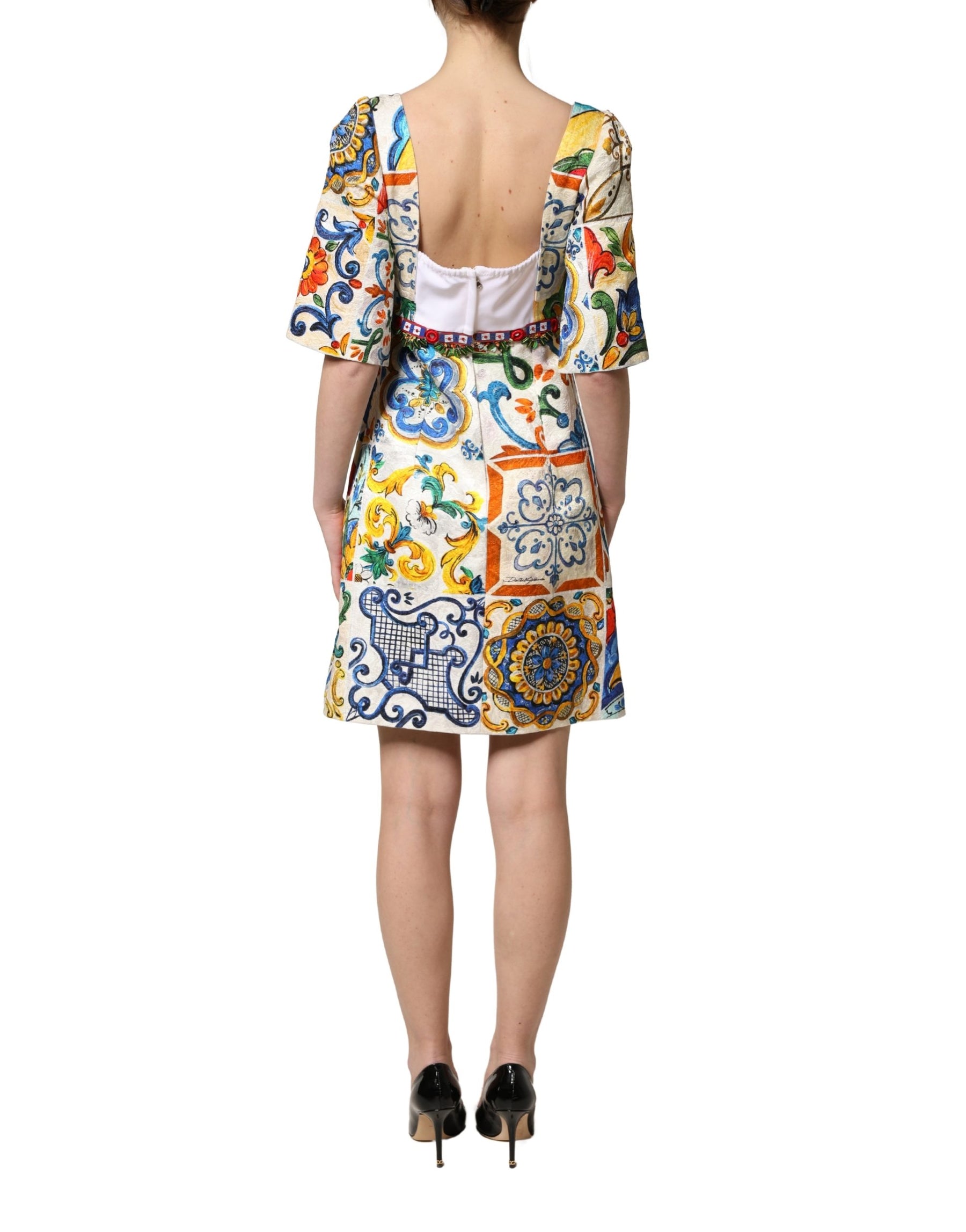 Dolce & Gabbana Multicolor Majolica Print Cotton Mini Dress | Regal Royce
