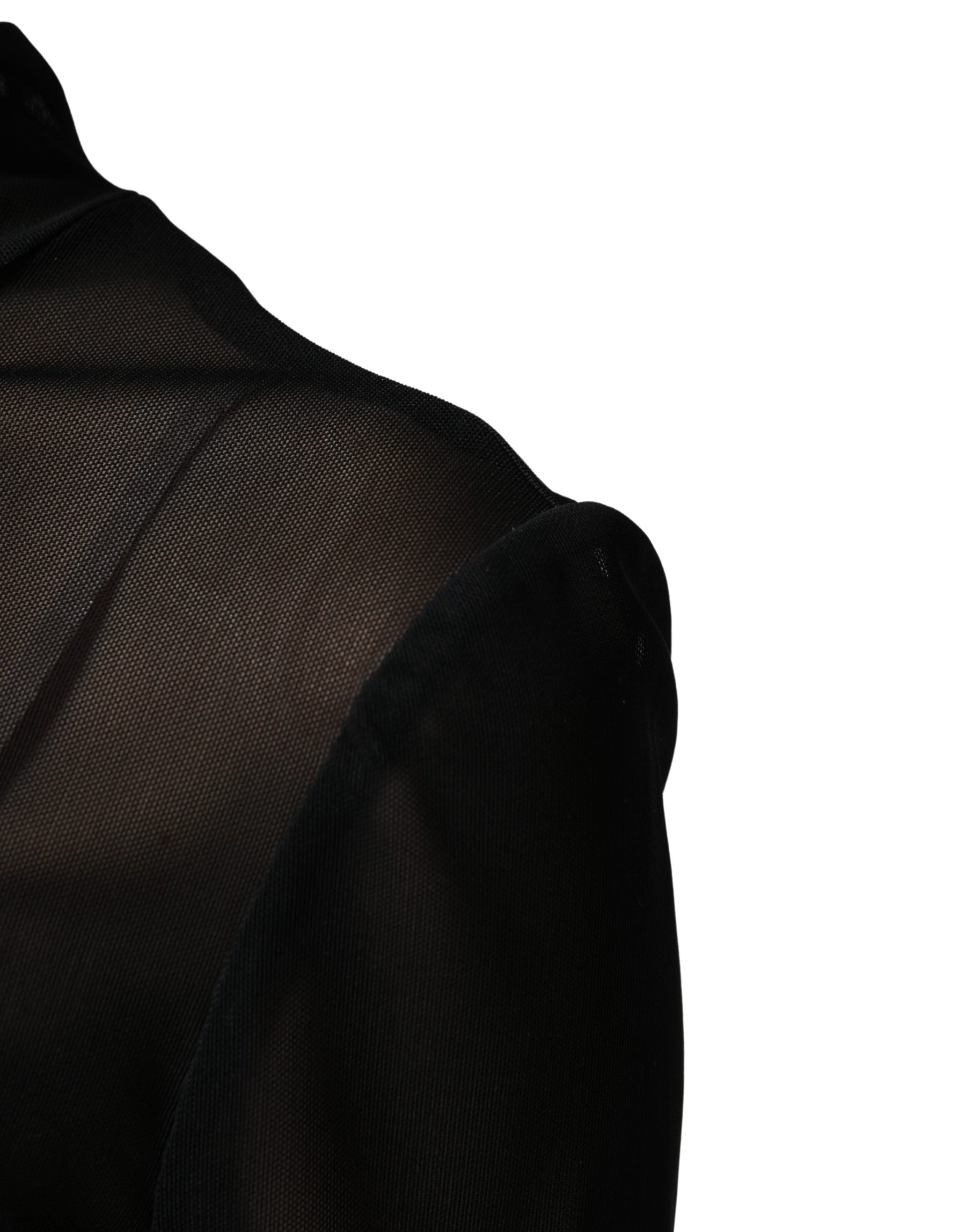 Dolce & Gabbana Black Nylon Sheer Turtleneck Jumpsuit Dress | Regal Royce