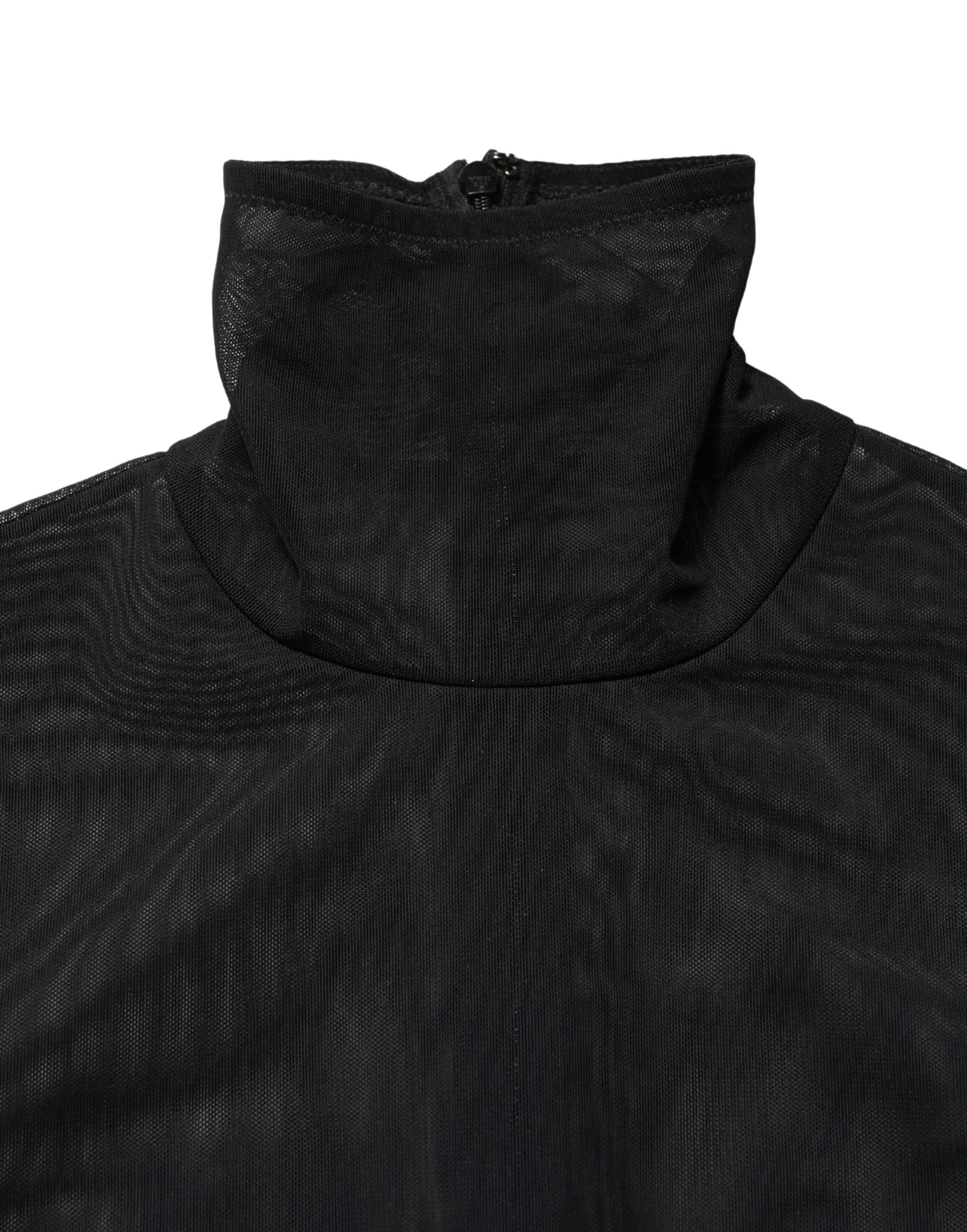 Dolce & Gabbana Black Nylon Sheer Turtleneck Jumpsuit Dress | Regal Royce