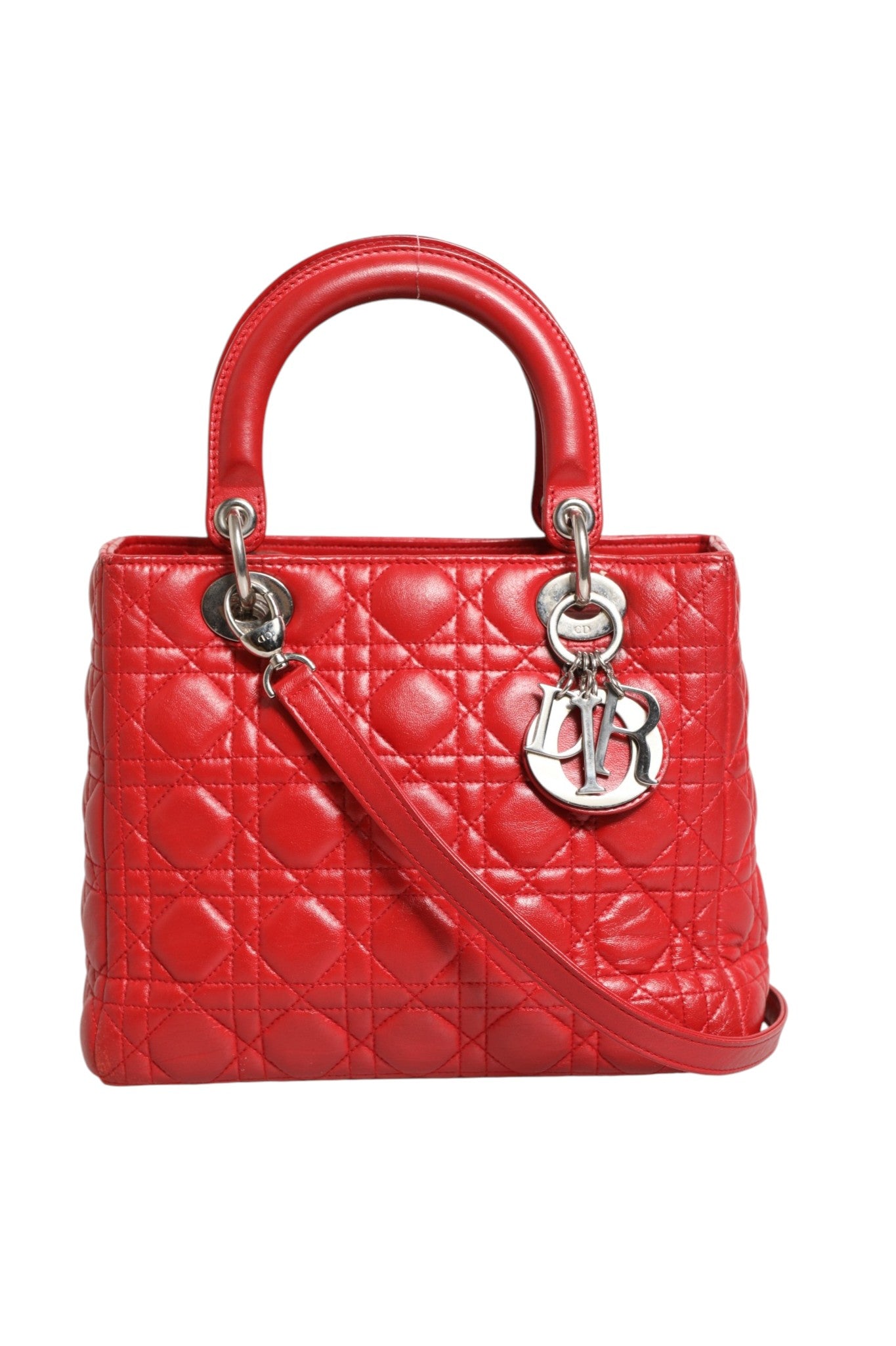 Christian Dior Red Cannage Lambskin Leather Lady Dior Bag | Regal Royce