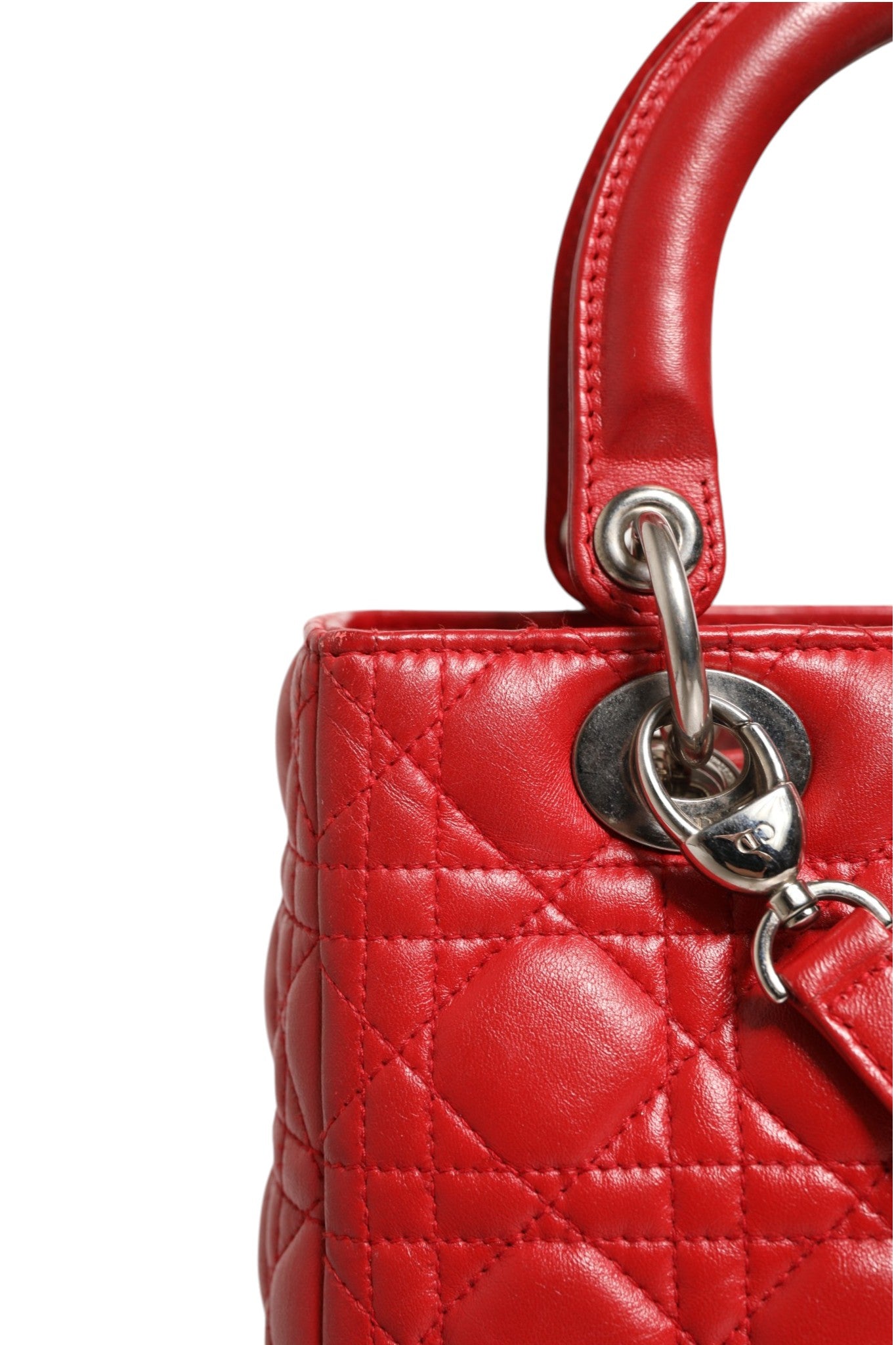 Christian Dior Red Cannage Lambskin Leather Lady Dior Bag | Regal Royce