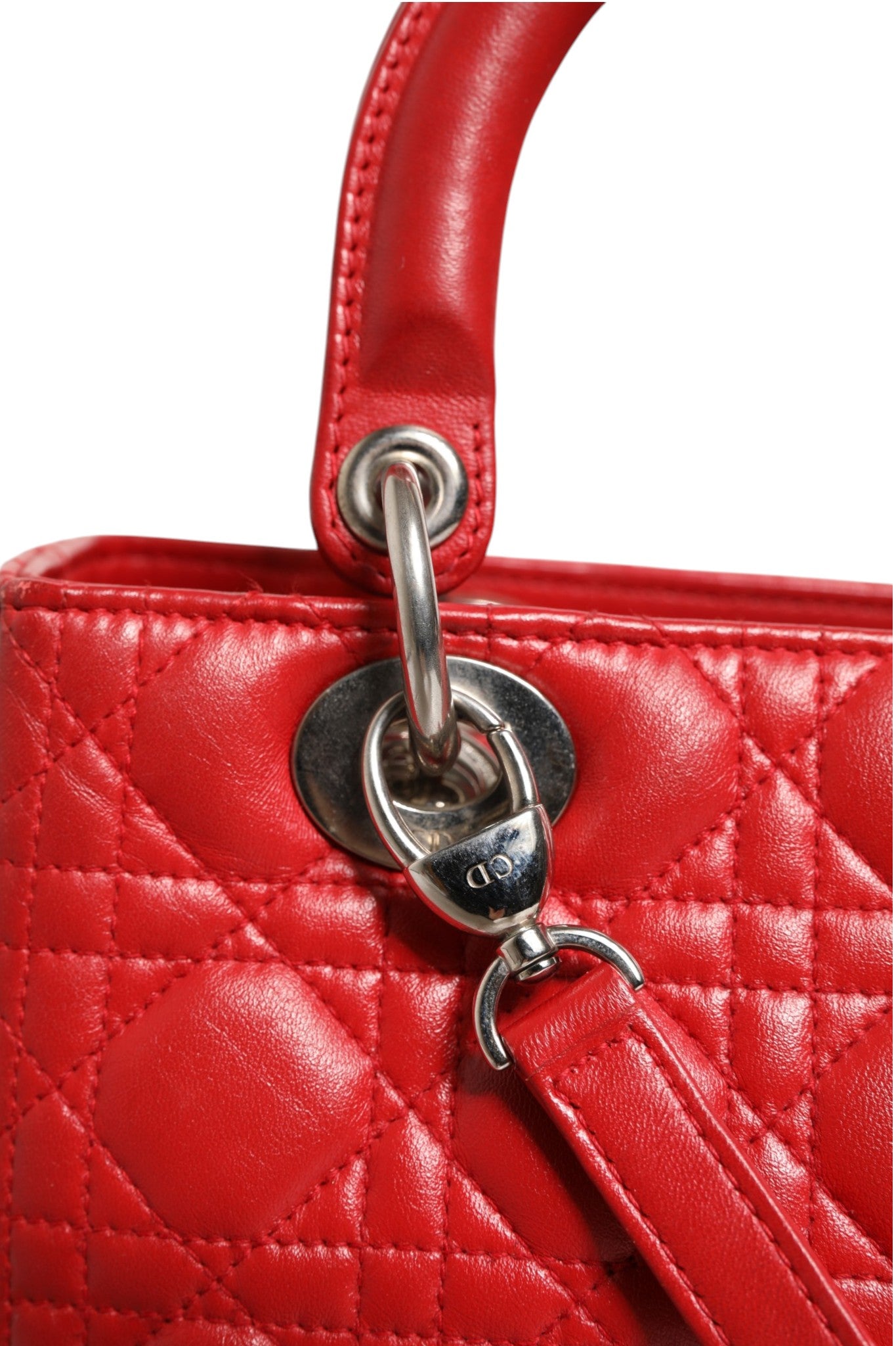 Christian Dior Red Cannage Lambskin Leather Lady Dior Bag | Regal Royce