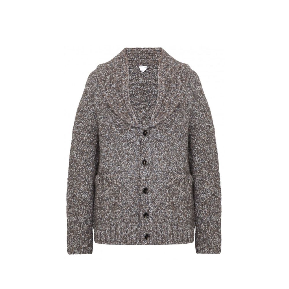 Bottega Veneta Gray Alpaca Leather Cardigan | Regal Royce