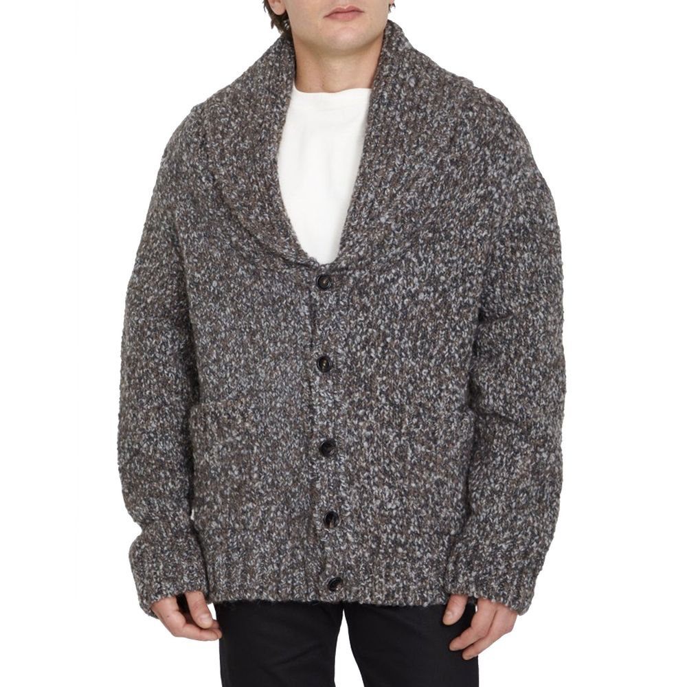 Bottega Veneta Gray Alpaca Leather Cardigan | Regal Royce
