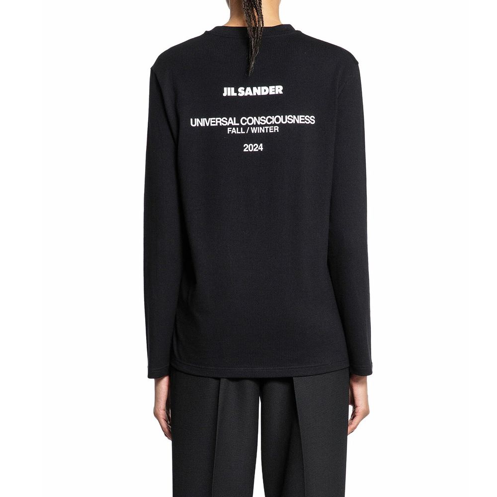 Jil Sander Black Cotton Long Sleeve T-Shirt | Regal Royce