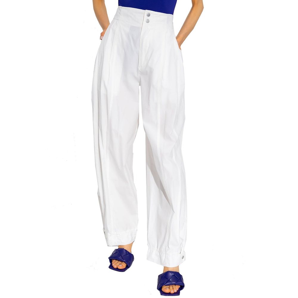 Bottega Veneta White Cotton Casual Pants | Regal Royce