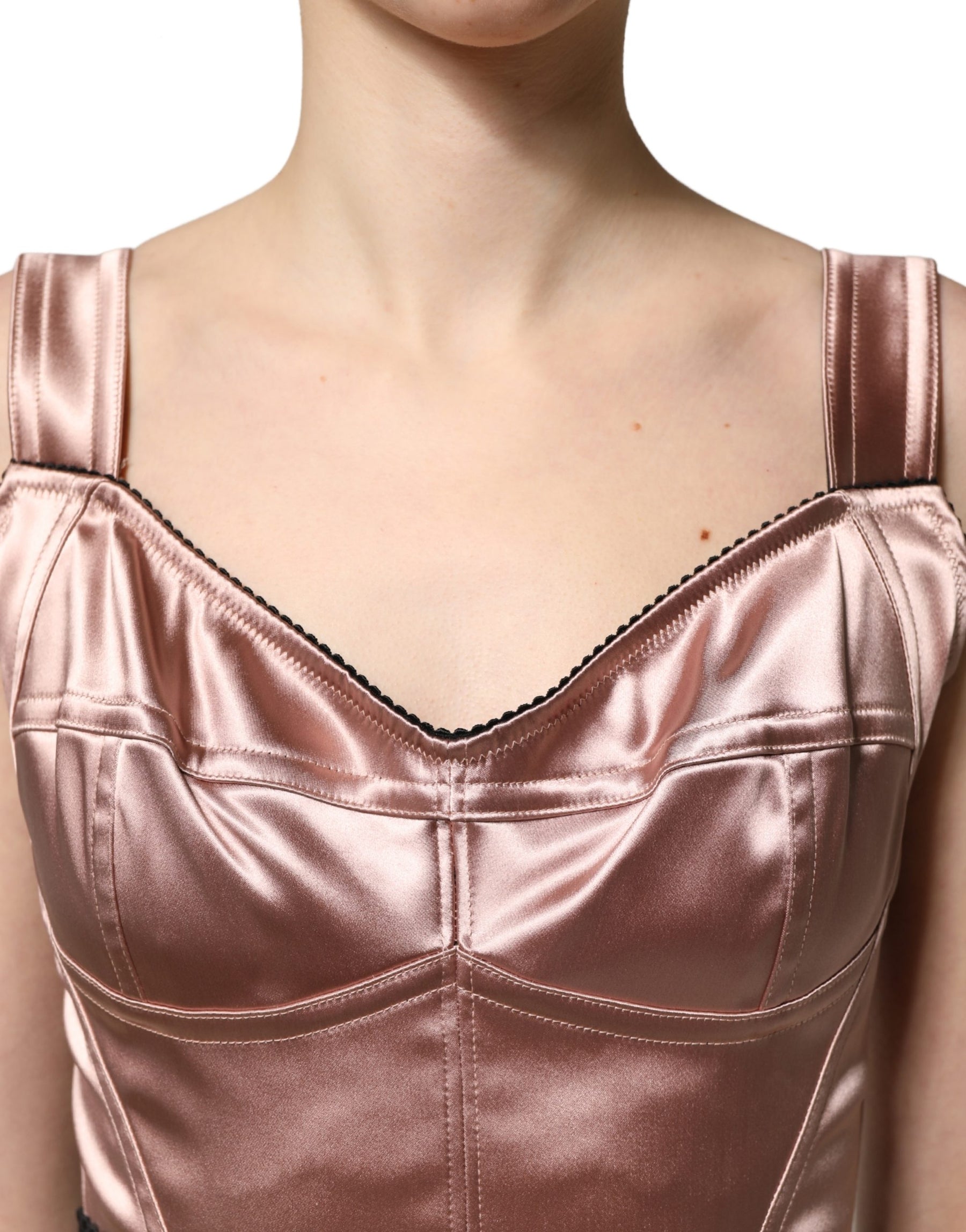Dolce & Gabbana Pink Satin Sweetheart Sheath Corset Midi Dress | Regal Royce