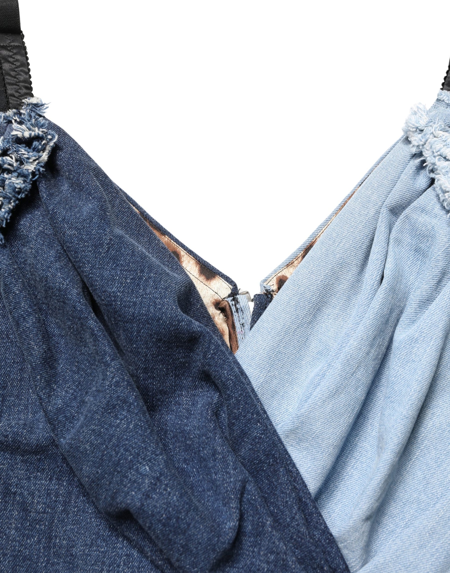 Dolce & Gabbana Blue Cotton Patchwork Denim Mini Sheath Dress | Regal Royce