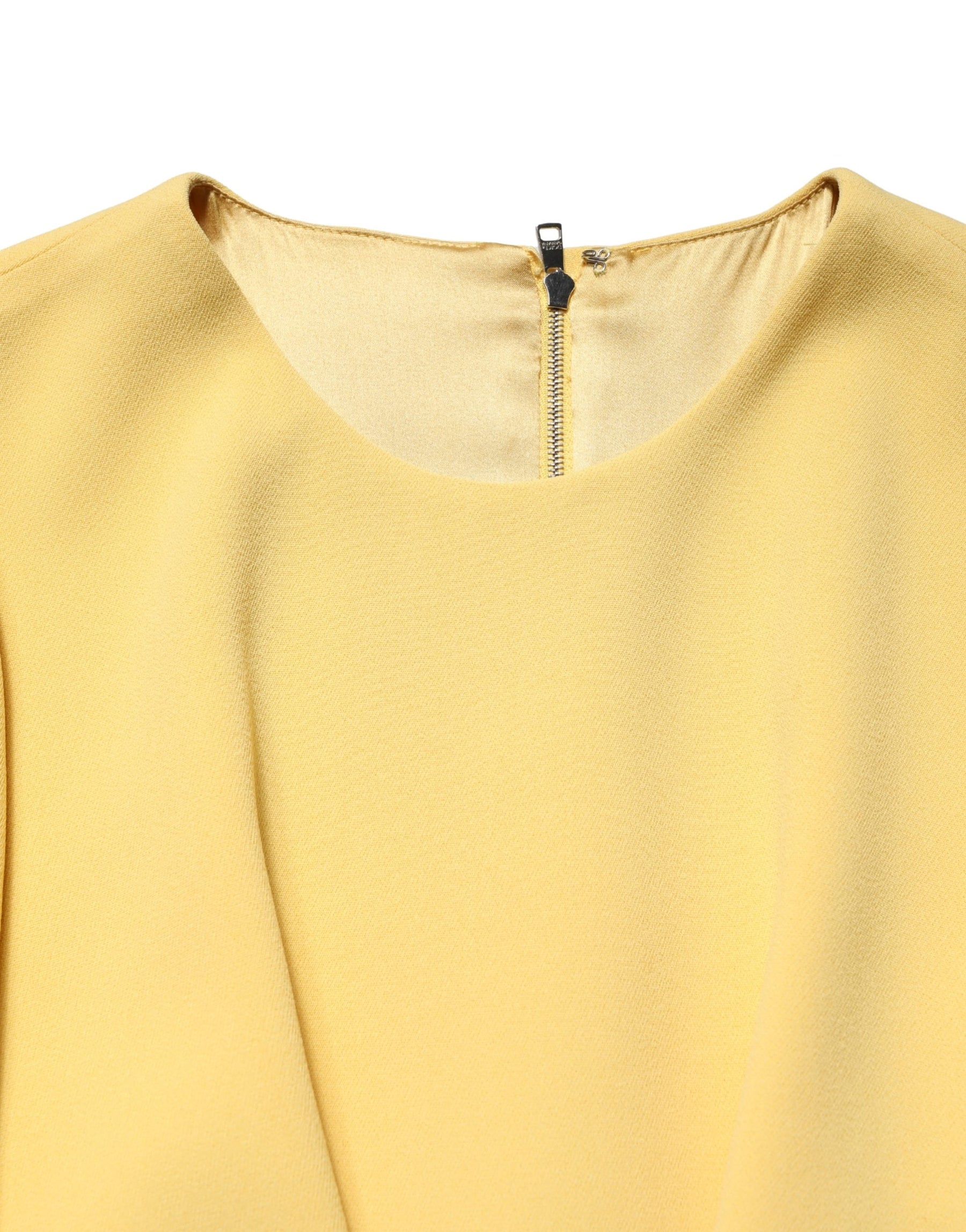 Dolce & Gabbana Yellow Short-Sleeved Crew Neck Midi Dress | Regal Royce