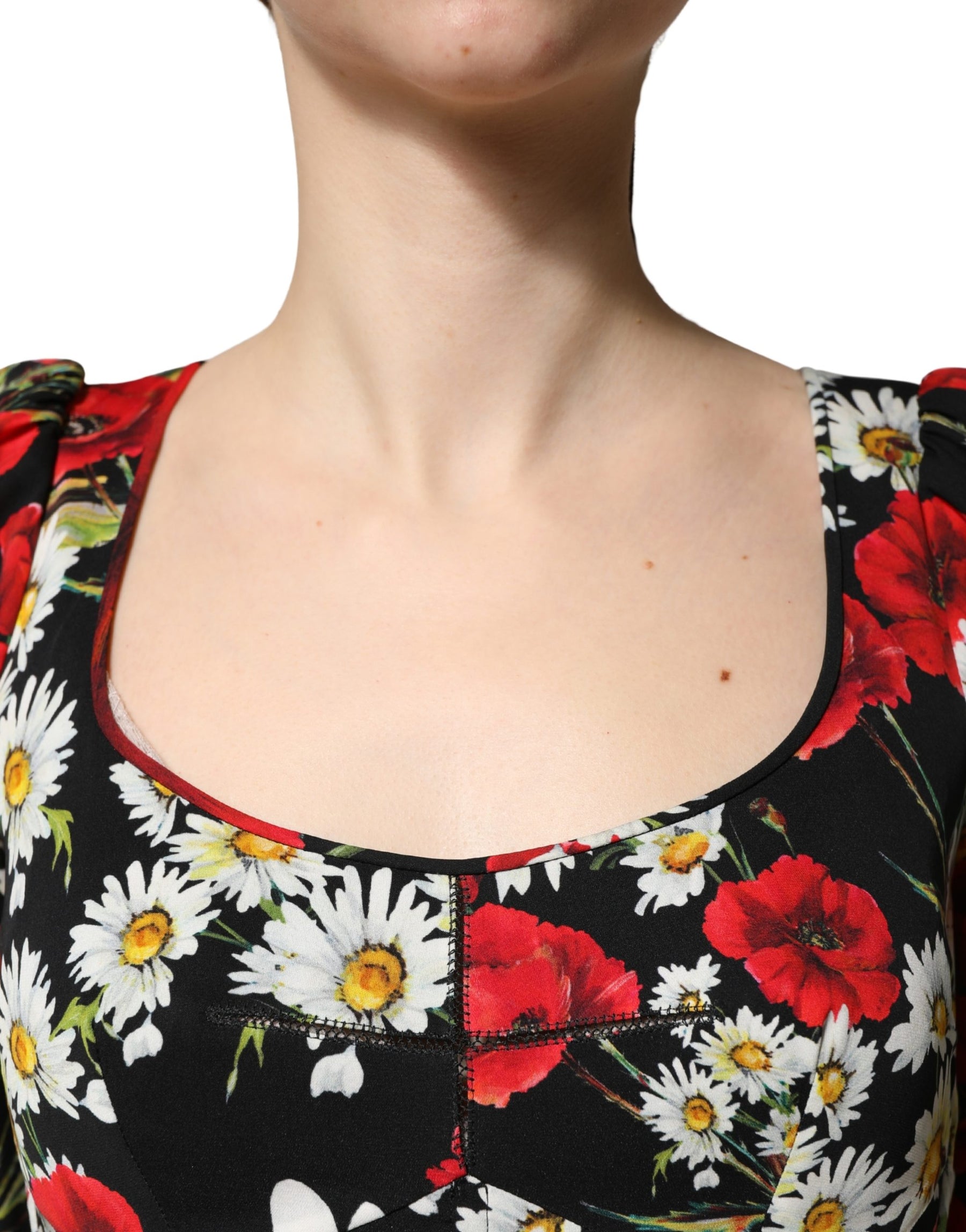 Dolce & Gabbana Black Floral Silk Long Sleeves Gown Dress | Regal Royce