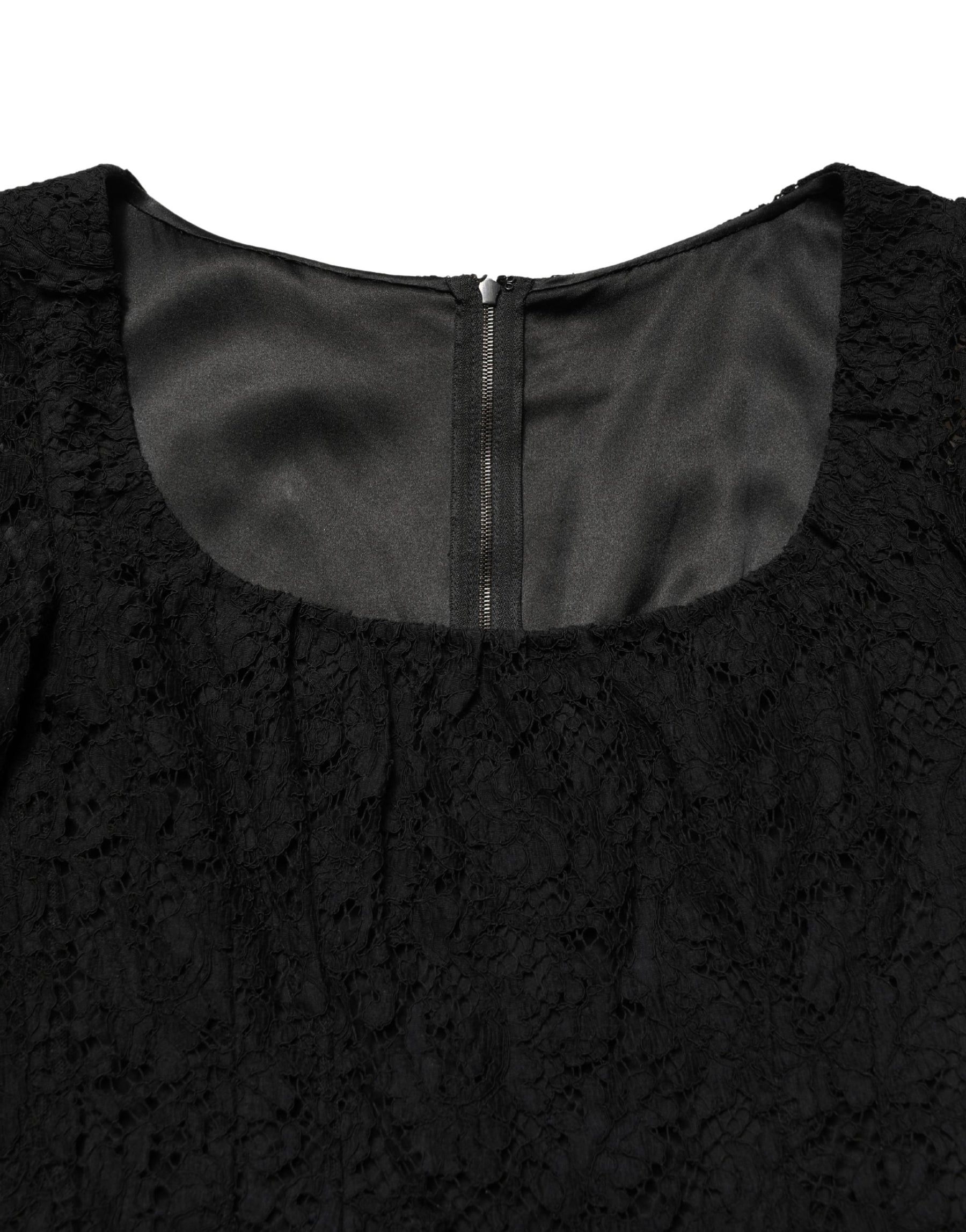 Dolce & Gabbana Black Lace Square Neck LongSleeve Maxi Dress | Regal Royce
