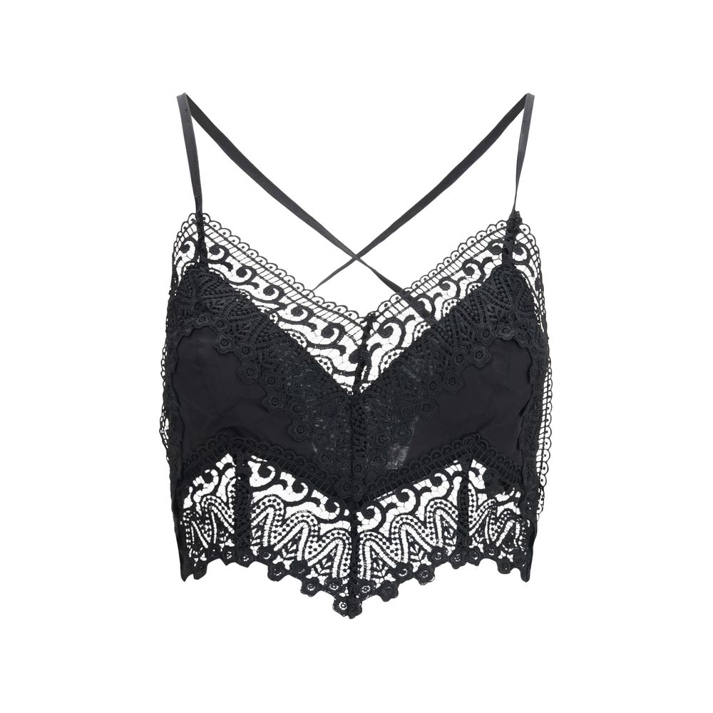Charo Ruiz Black Cotton Sleeveles T-Shirt | Regal Royce