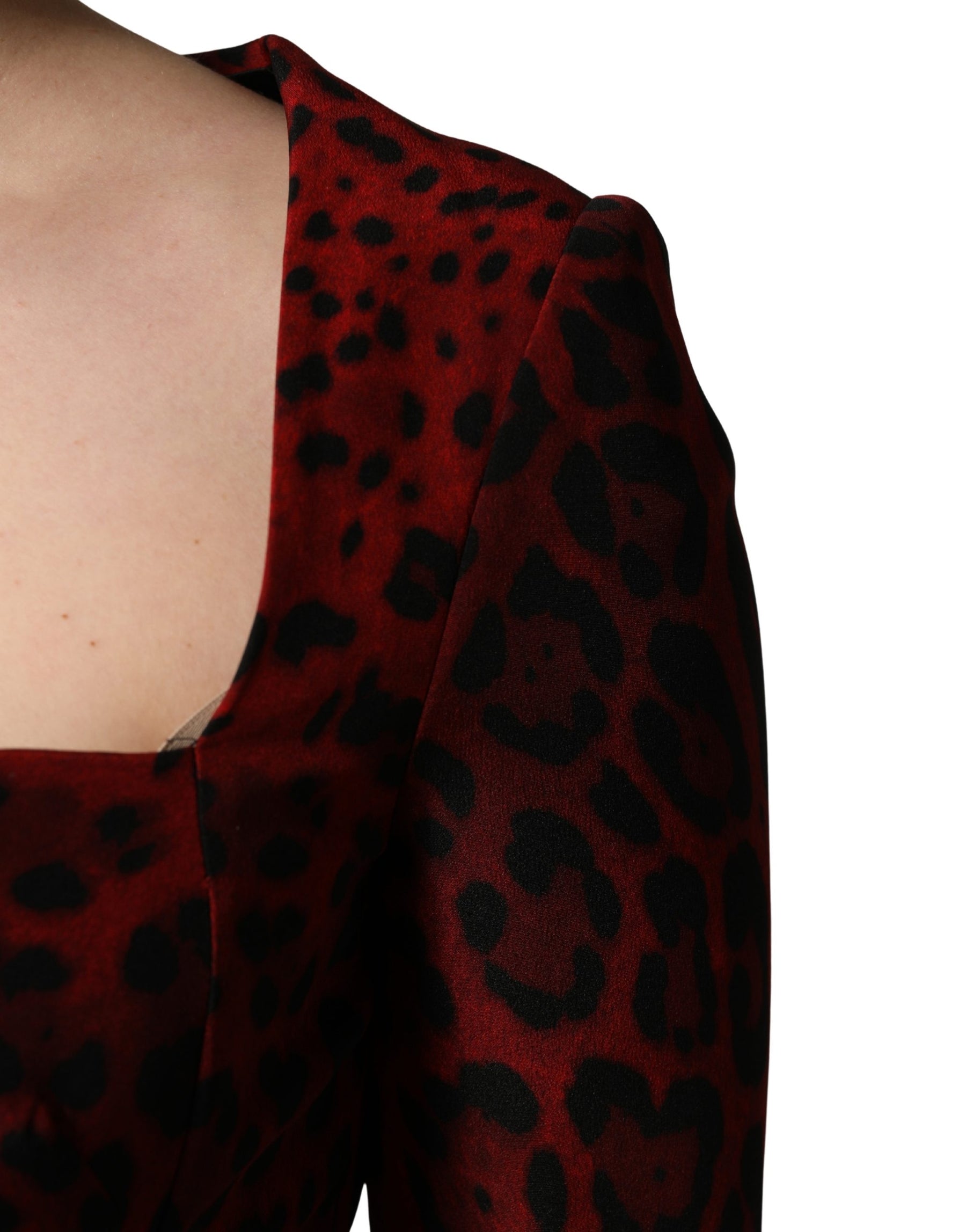 Dolce & Gabbana Red Leopard Print Sheath Long Sleeve Dress | Regal Royce