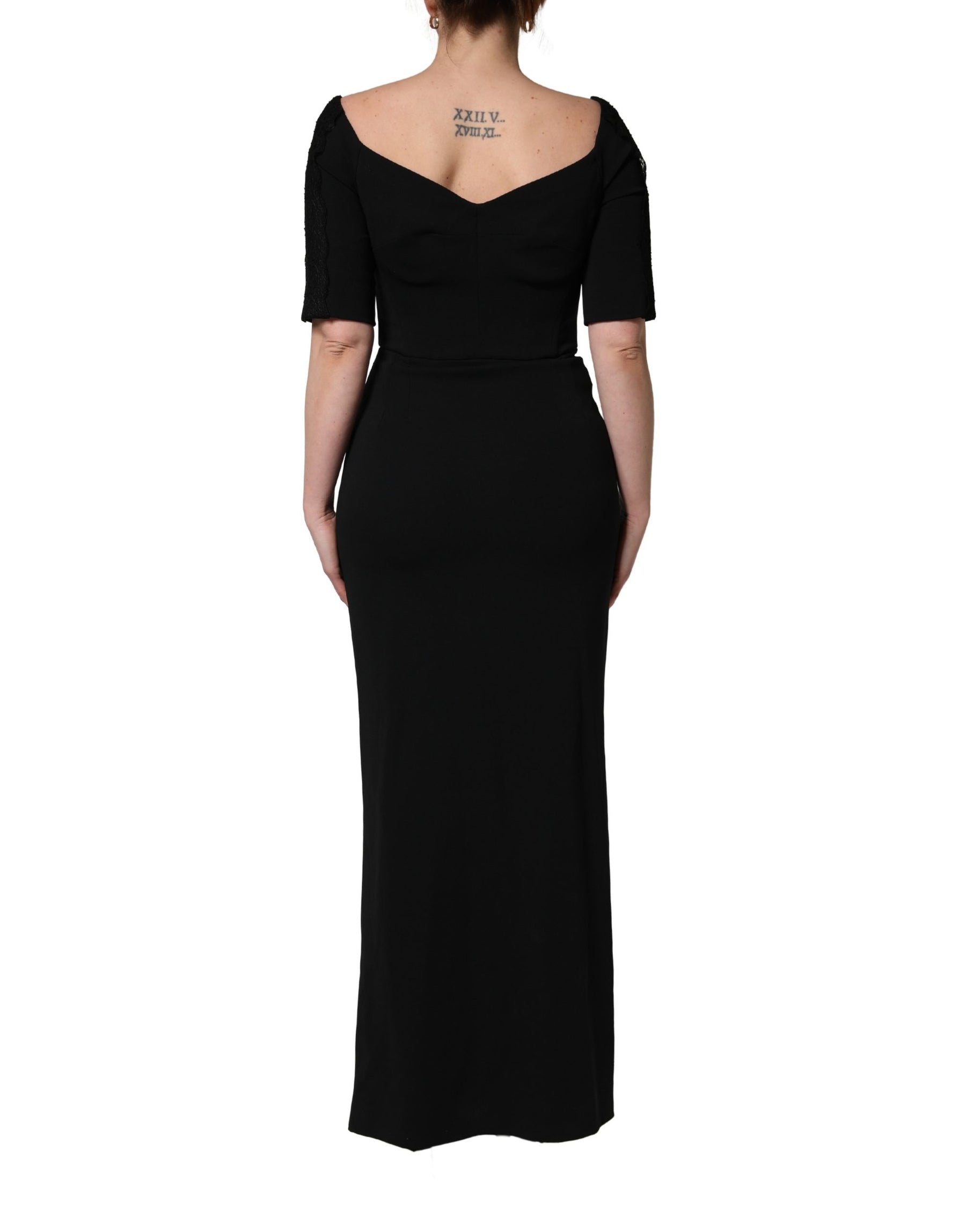 Dolce & Gabbana Black Silk Button Bodice Sheath Maxi Dress | Regal Royce