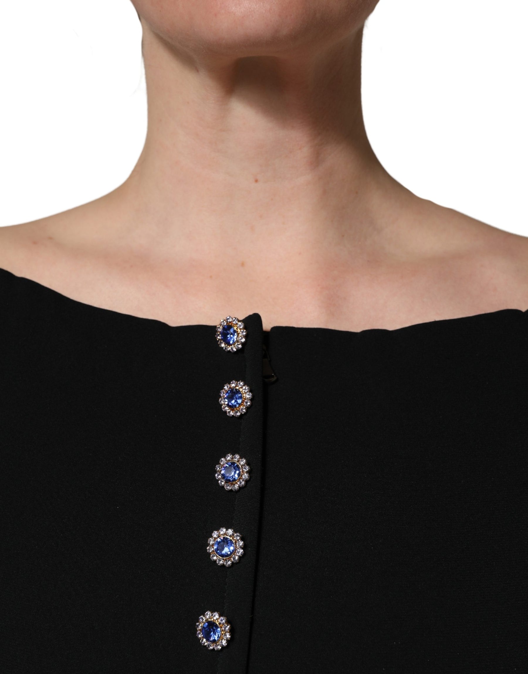 Dolce & Gabbana Black Silk Button Bodice Sheath Maxi Dress | Regal Royce