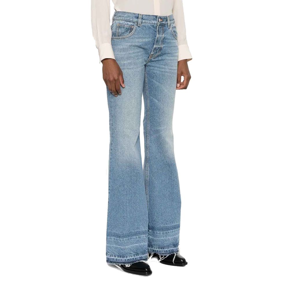 Chloé Blue Cotton Bootcut Jeans | Regal Royce