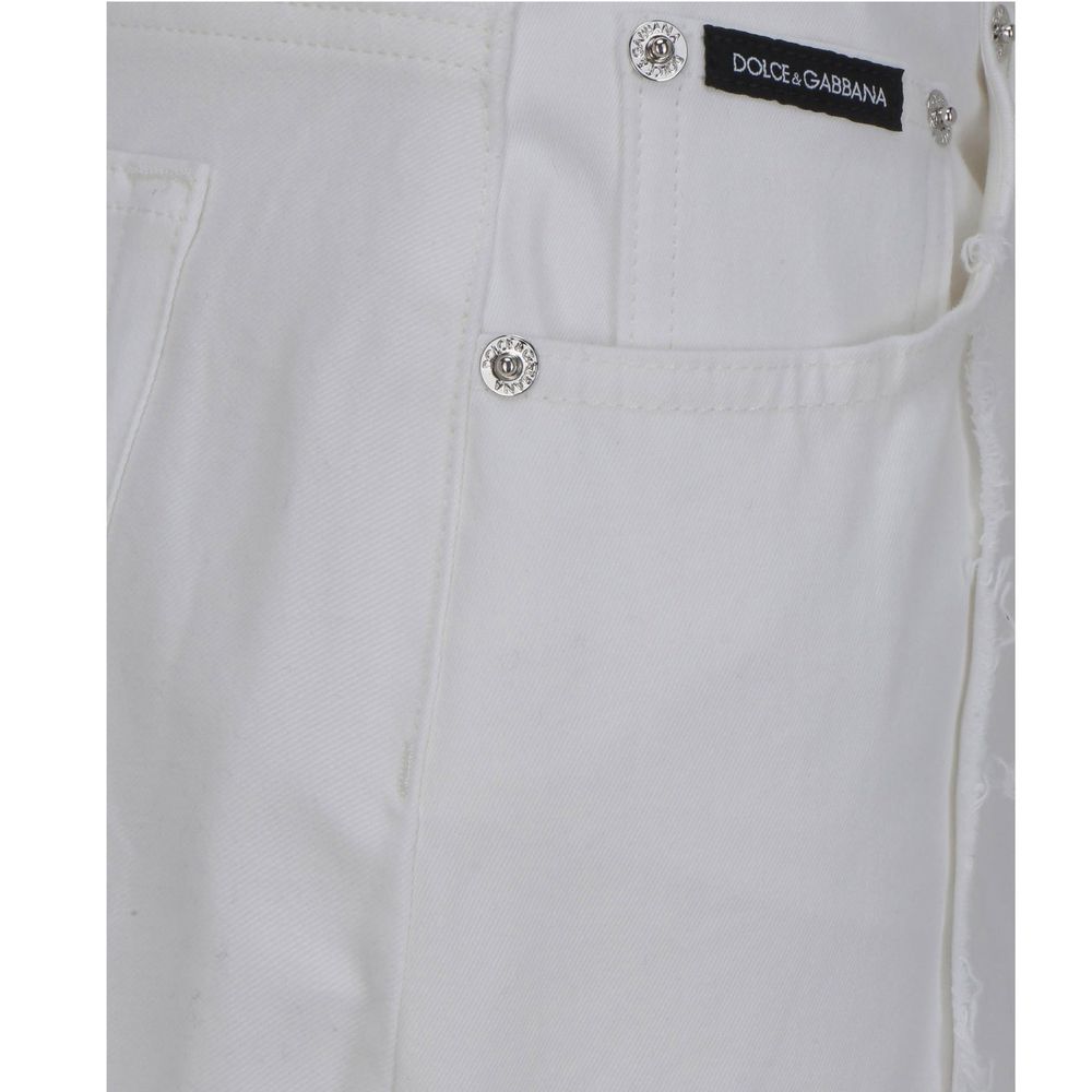 Dolce & Gabbana White Cotton Straight-Leg Jeans | Regal Royce
