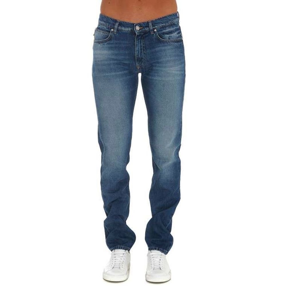 Versace Blue Cotton Straight-Leg Jeans | Regal Royce