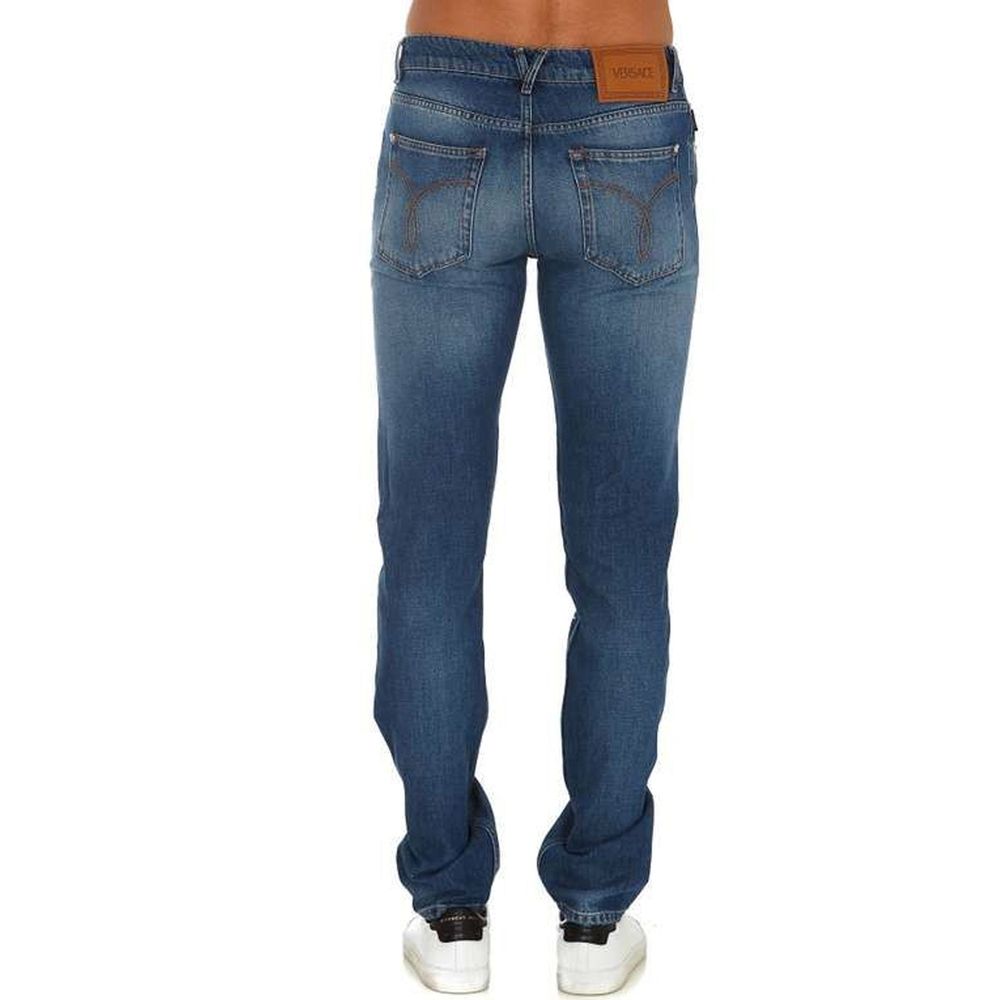 Versace Blue Cotton Straight-Leg Jeans | Regal Royce