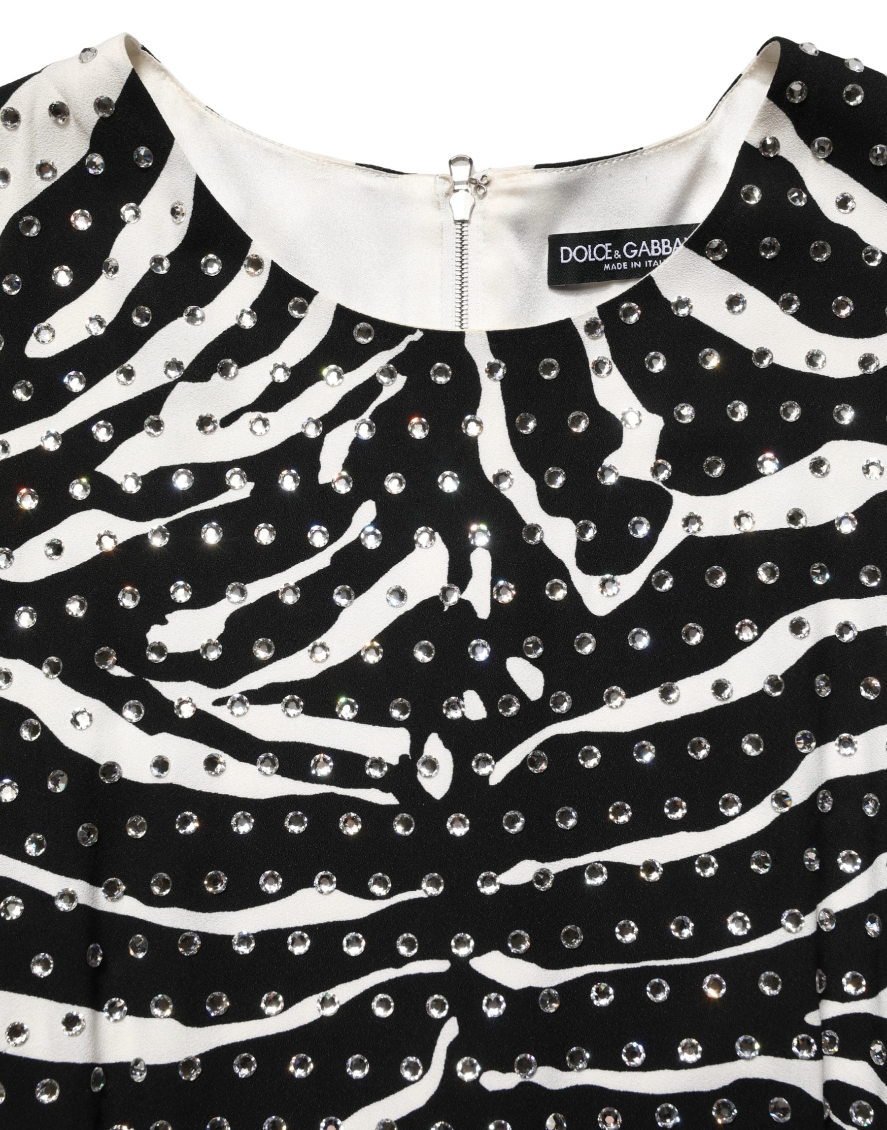 Dolce & Gabbana Black White Zebra Rhinestones Mini Dress | Regal Royce