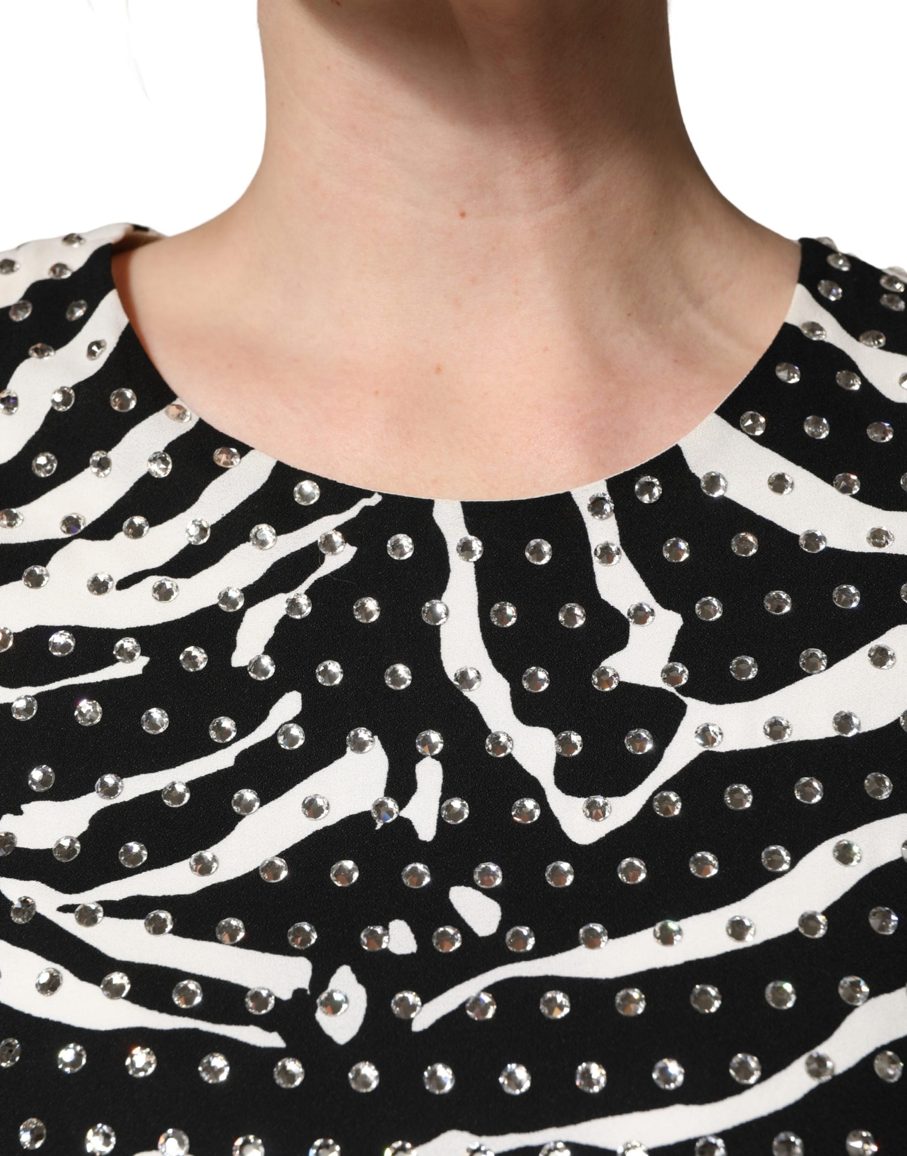Dolce & Gabbana Black White Zebra Rhinestones Mini Dress | Regal Royce